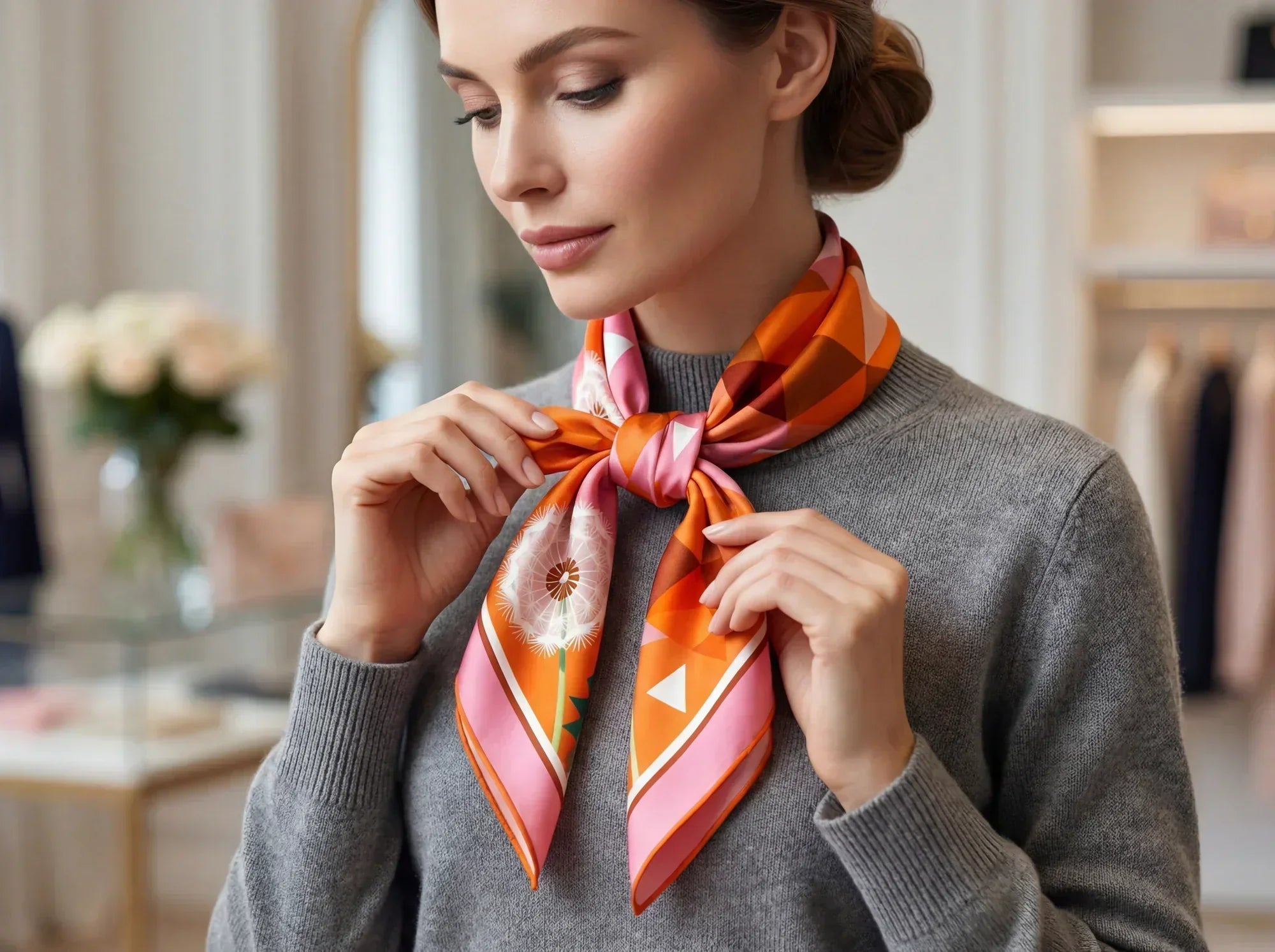 Cómo atar un pañuelo de seda alrededor del cuello: 13 formas limpias y elegantes