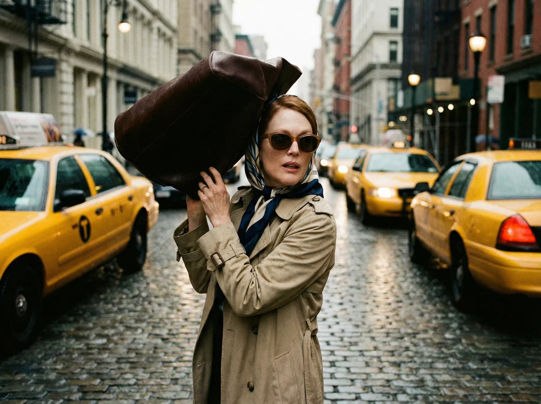 Julianne Moore en tenue structurée et élégante pour une sortie publique, vision Misciano de lélégance intemporelle et raffinée inspiration Misciano