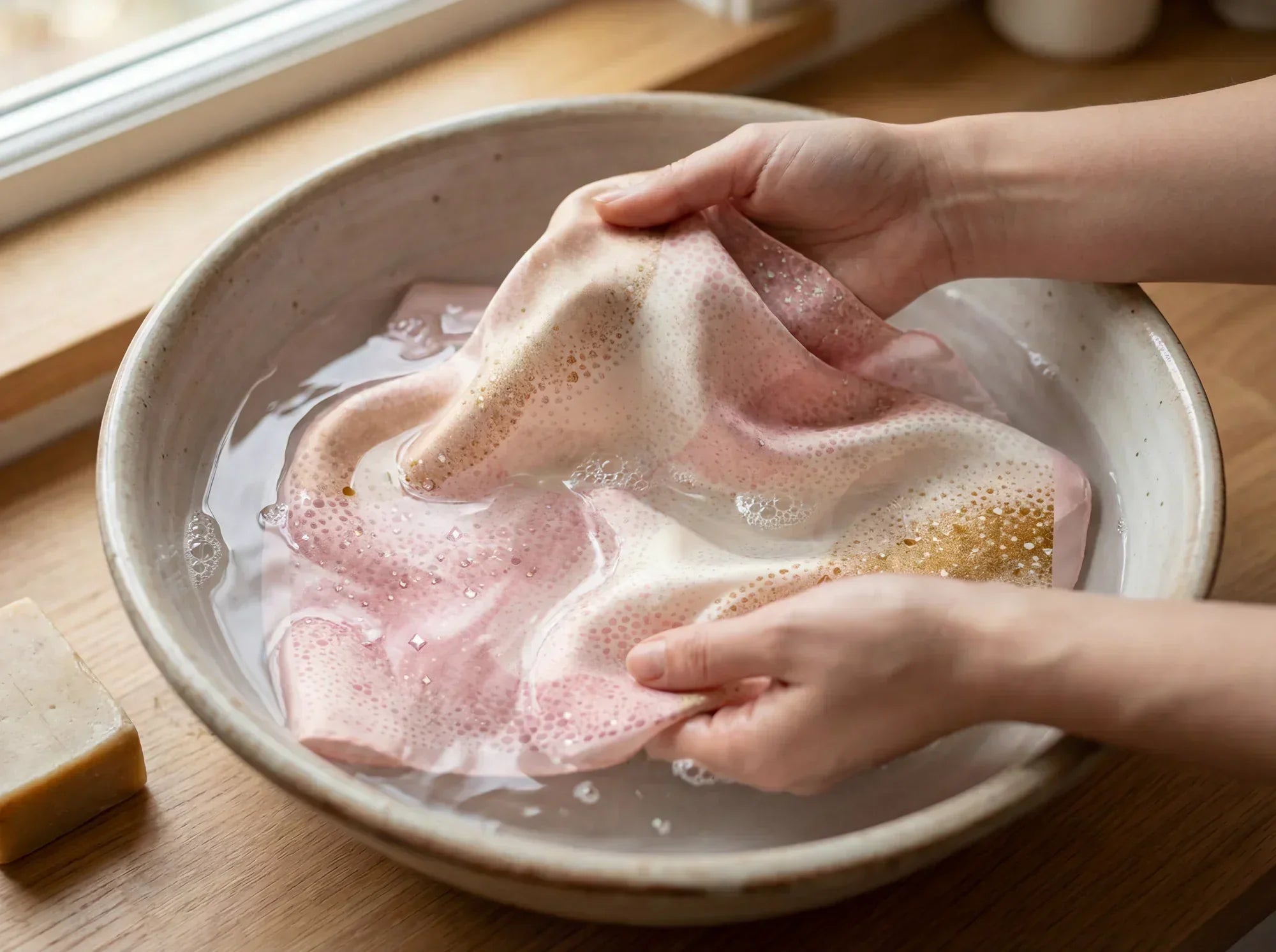 Lavar un carré de seda a mano: método seguro, gestos correctos y secado sin marcas