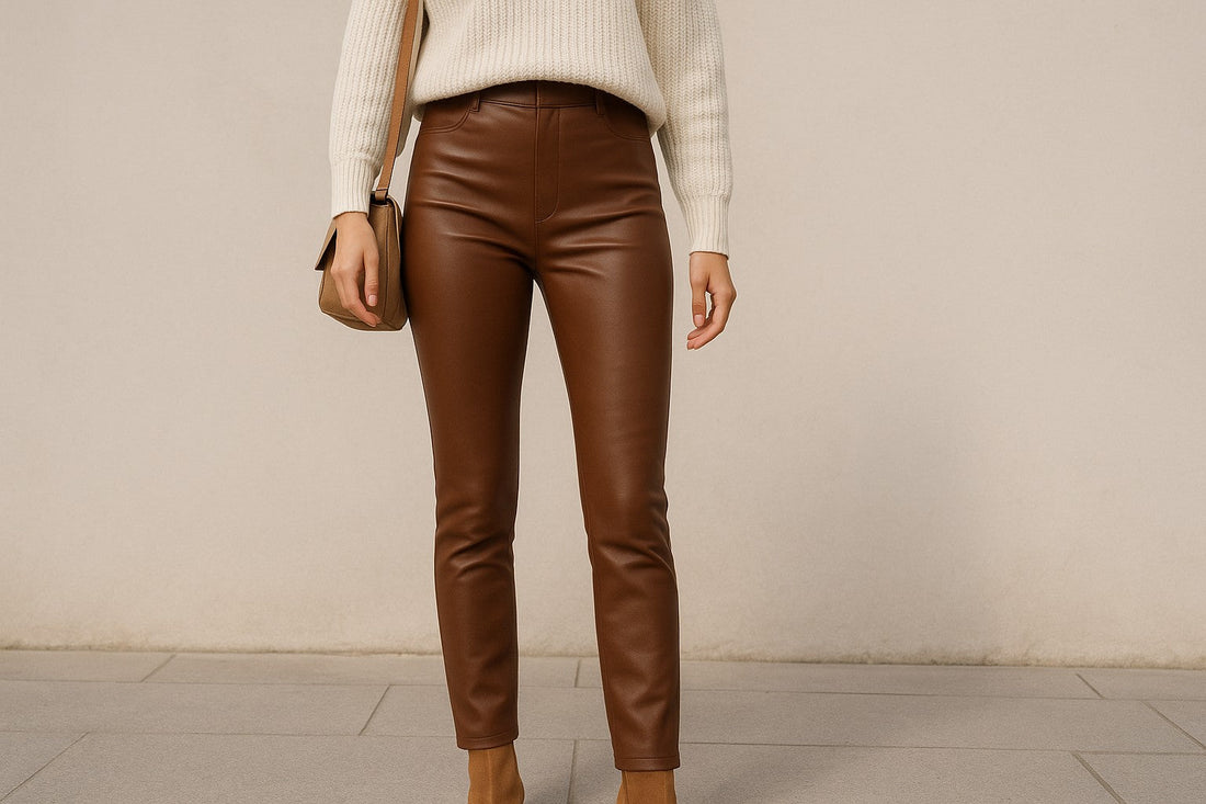 Pantalon simili cuir marron femme : l’élégance au naturel - Misciano