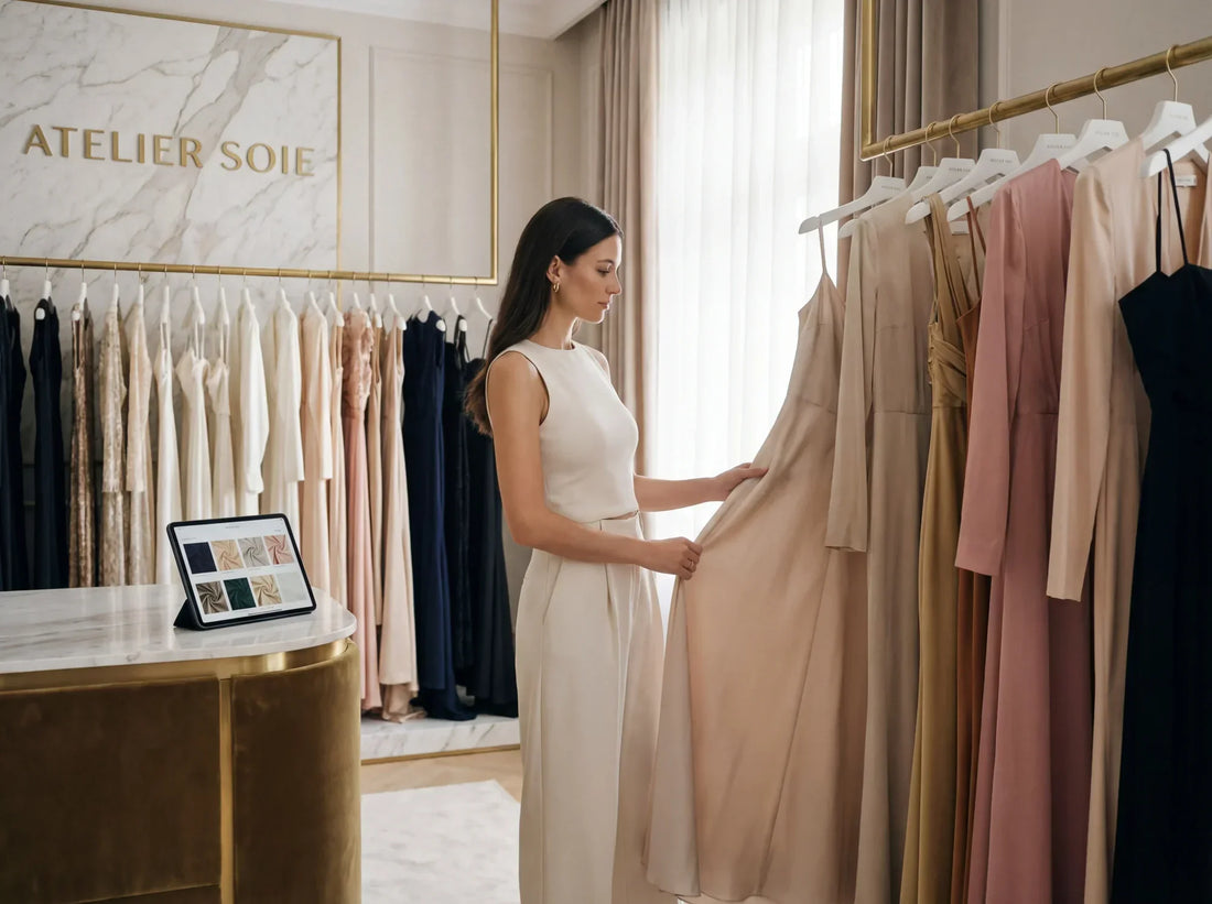 Robe en satin de soie fluide pour une silhouette sublimée, vision Misciano de lélégance selon la morphologie