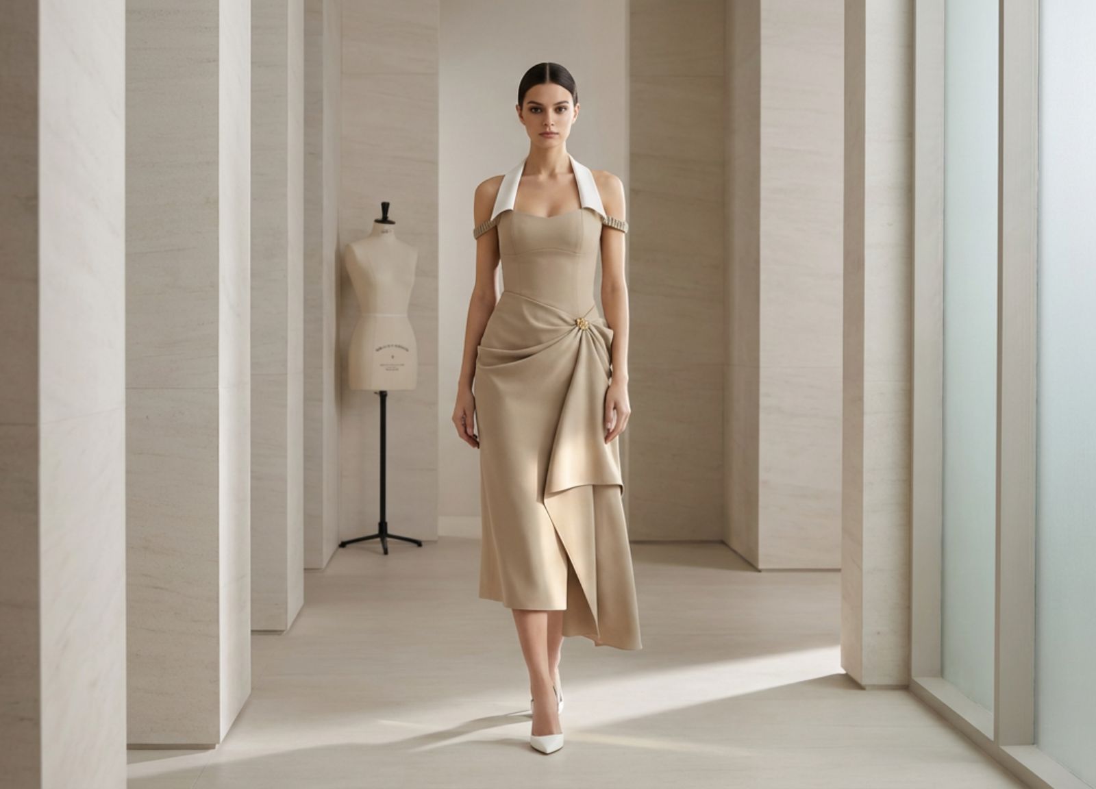 Платье драпированное Misciano: крои, материалы и контролируемый драпировка