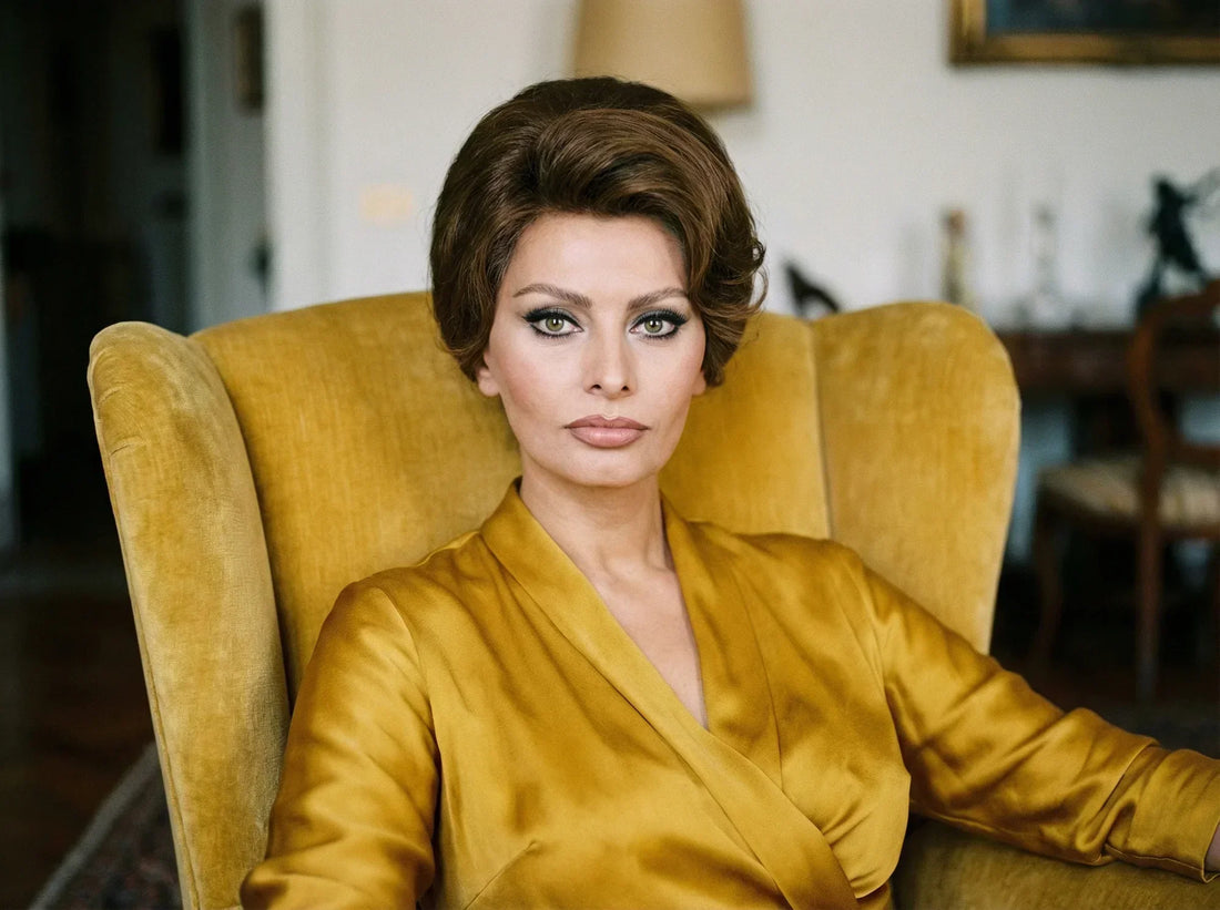 Robe Misciano cintrée en satin jaune inspirée par Sophia Loren pour événements élégants