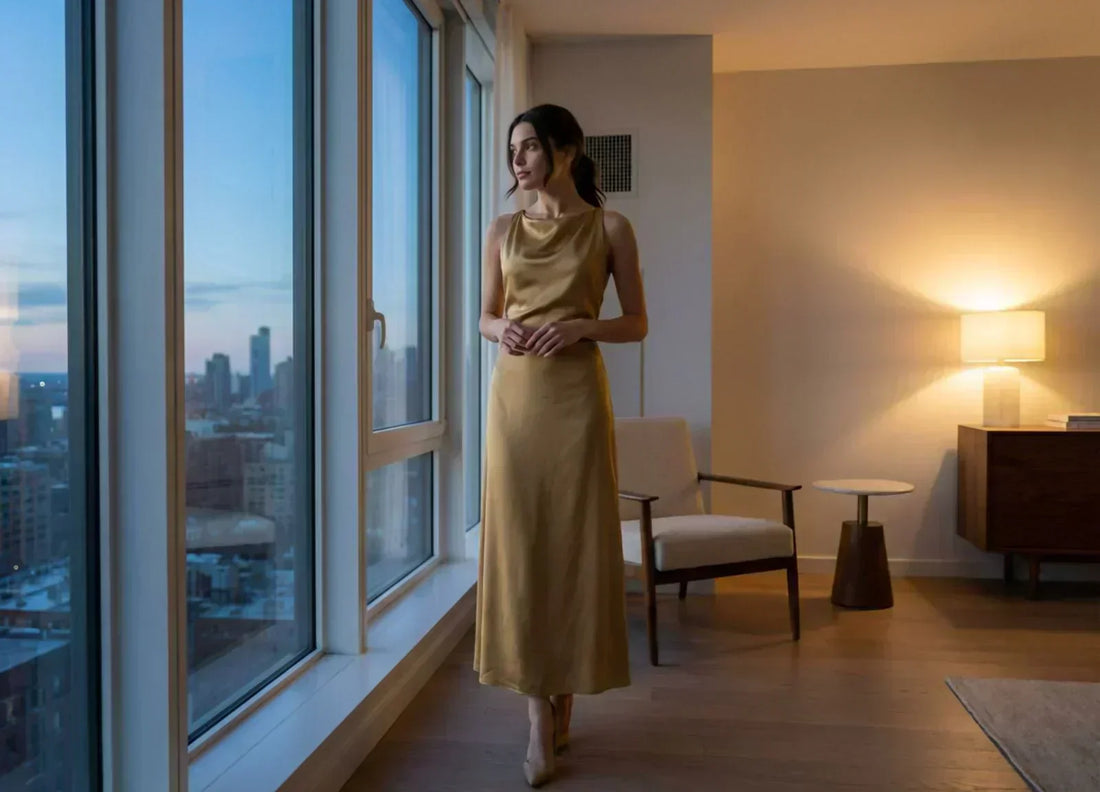 Robe de soirée asymétrique en satin fluide pour dîners élégants en 2026