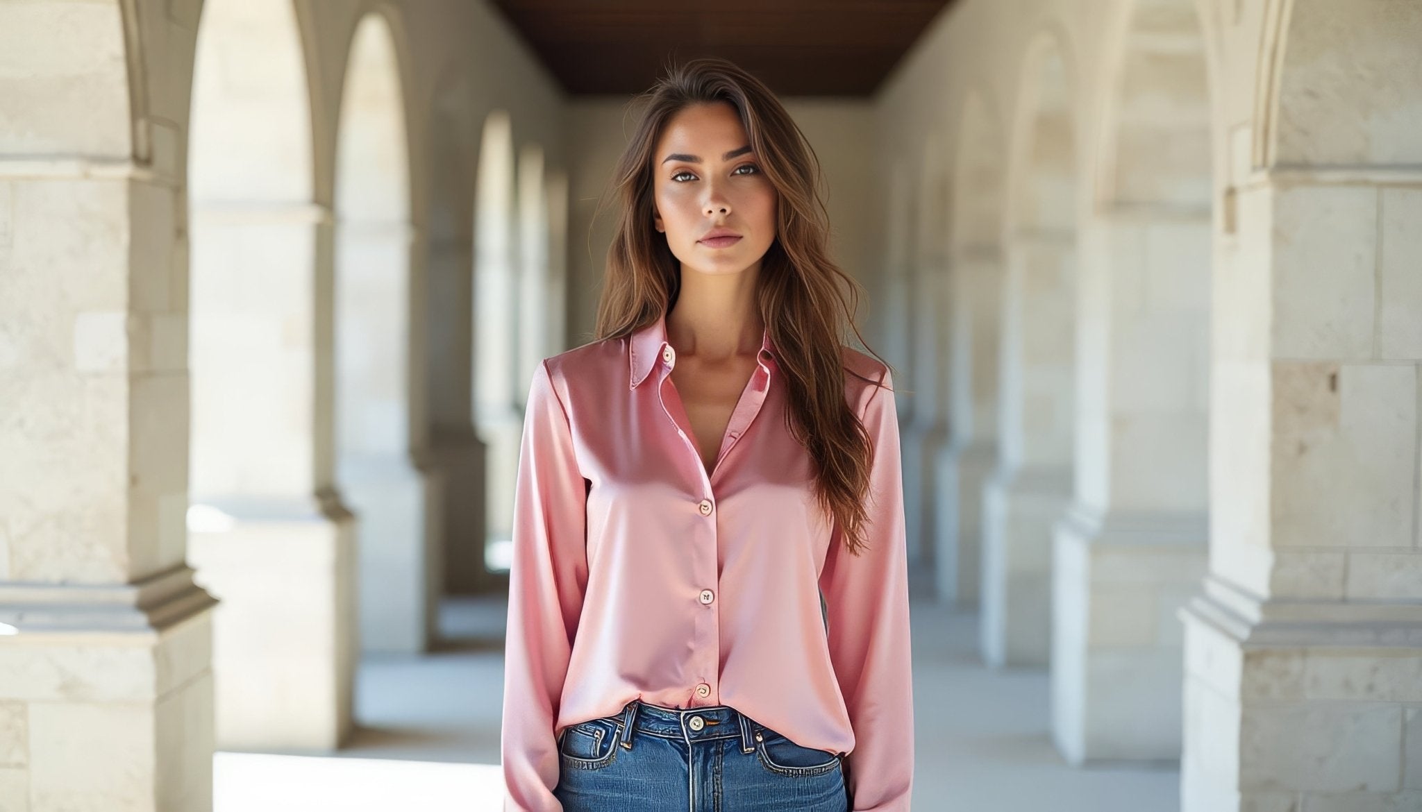 Powder pink satin top: the soft elegance that brightens all seasons 
