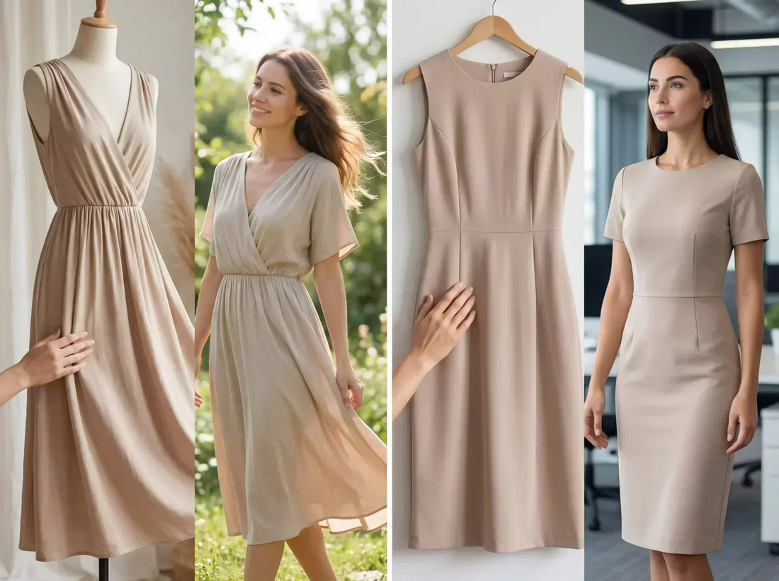 Robe élégante en viscose & polyester douce au tombé fluide pour un confort quotidien, vision Misciano pour bien choisir