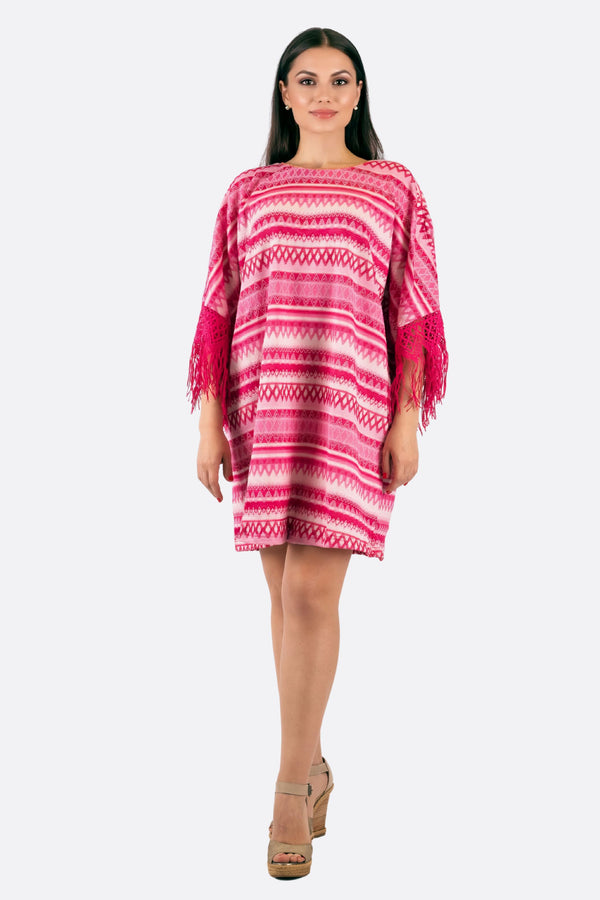 Tunica in maglia jacquard rosa