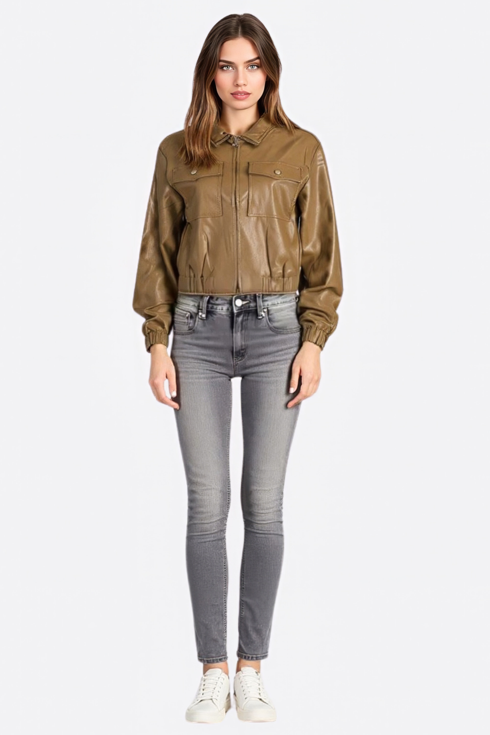 Blouson structuré en similicuir marron caramel - MISCIANO