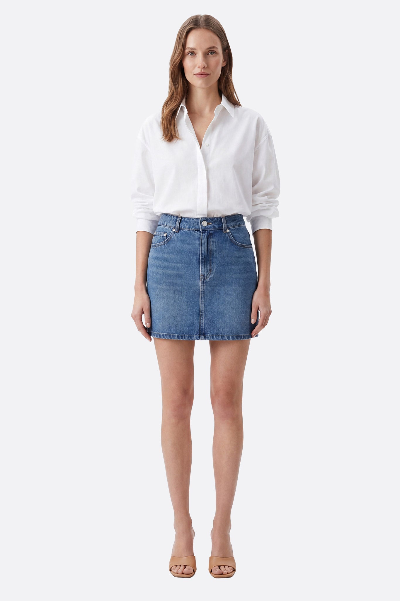 
Jupe courte denim en coton coupe droite



