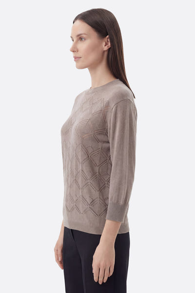 
Pull mit geometrischem Lochmuster in Taupe



