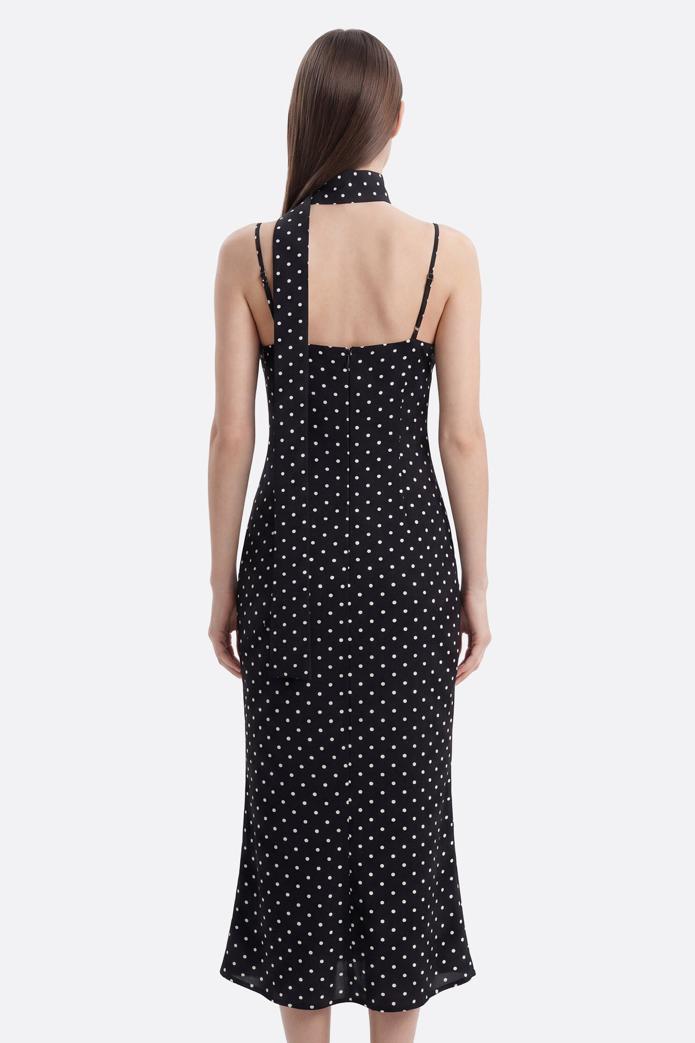 
Robe midi noire à pois et bande amovible



