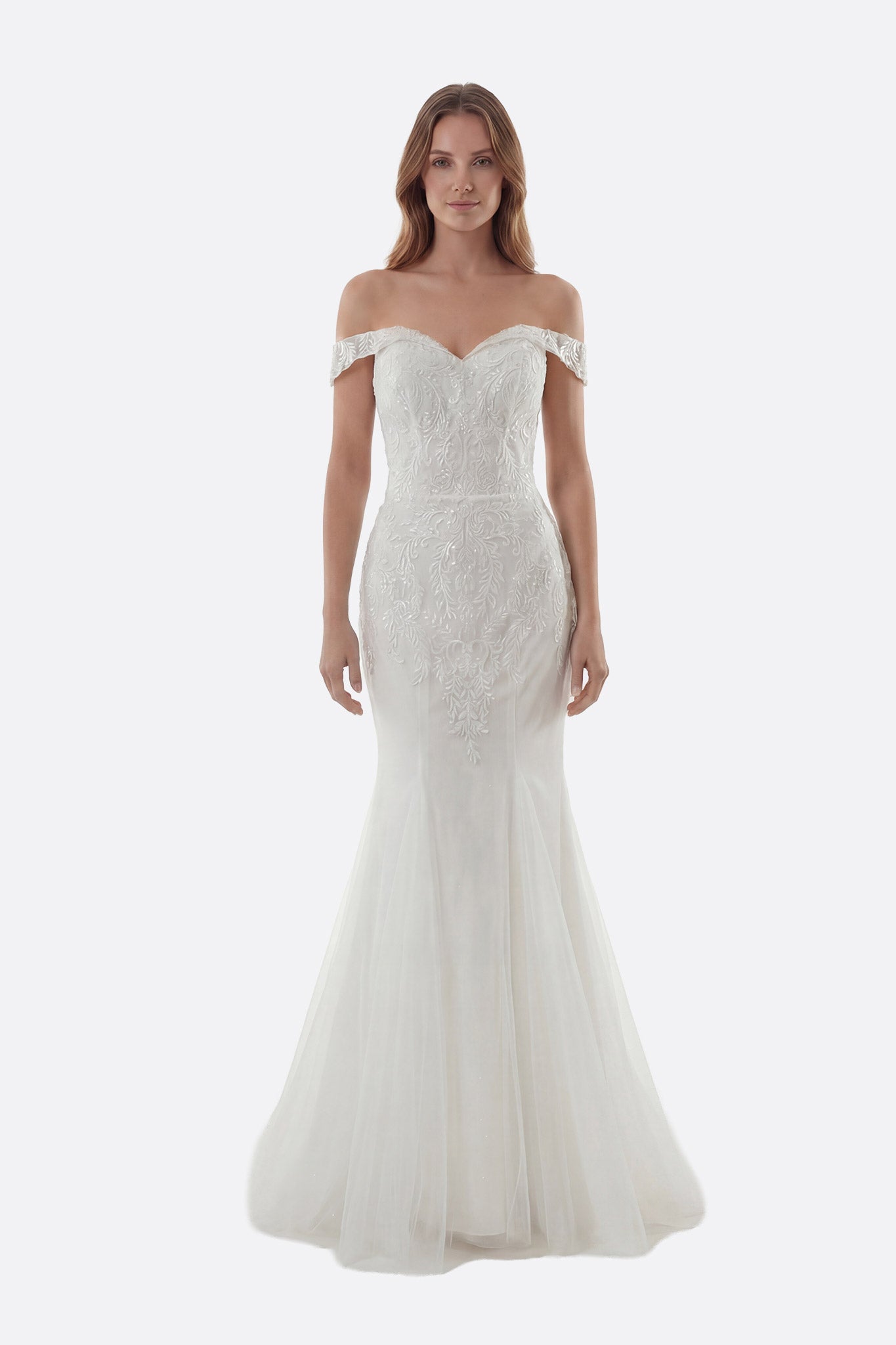 mermaid wedding dress no train Strapless Mermaid Wedding Dress with Corrugated Tulle, Pearl Accents & Fishtail Train 4