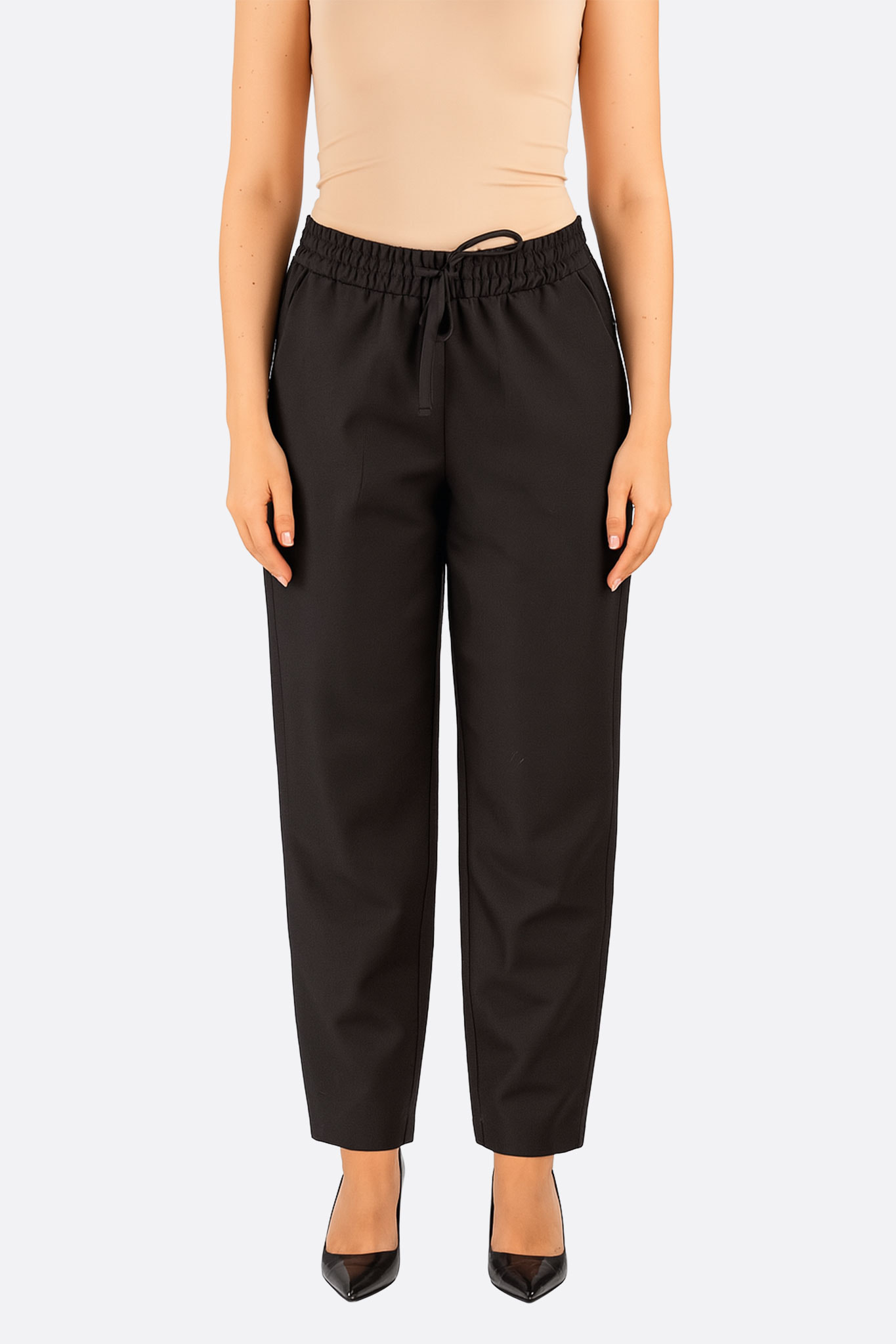 Schwarze lässige Hose mit elastischem Bund
