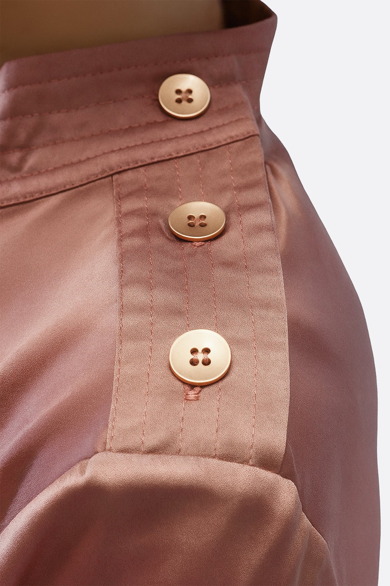 Blouse en satin rose poudrée à manches longues - MISCIANO
