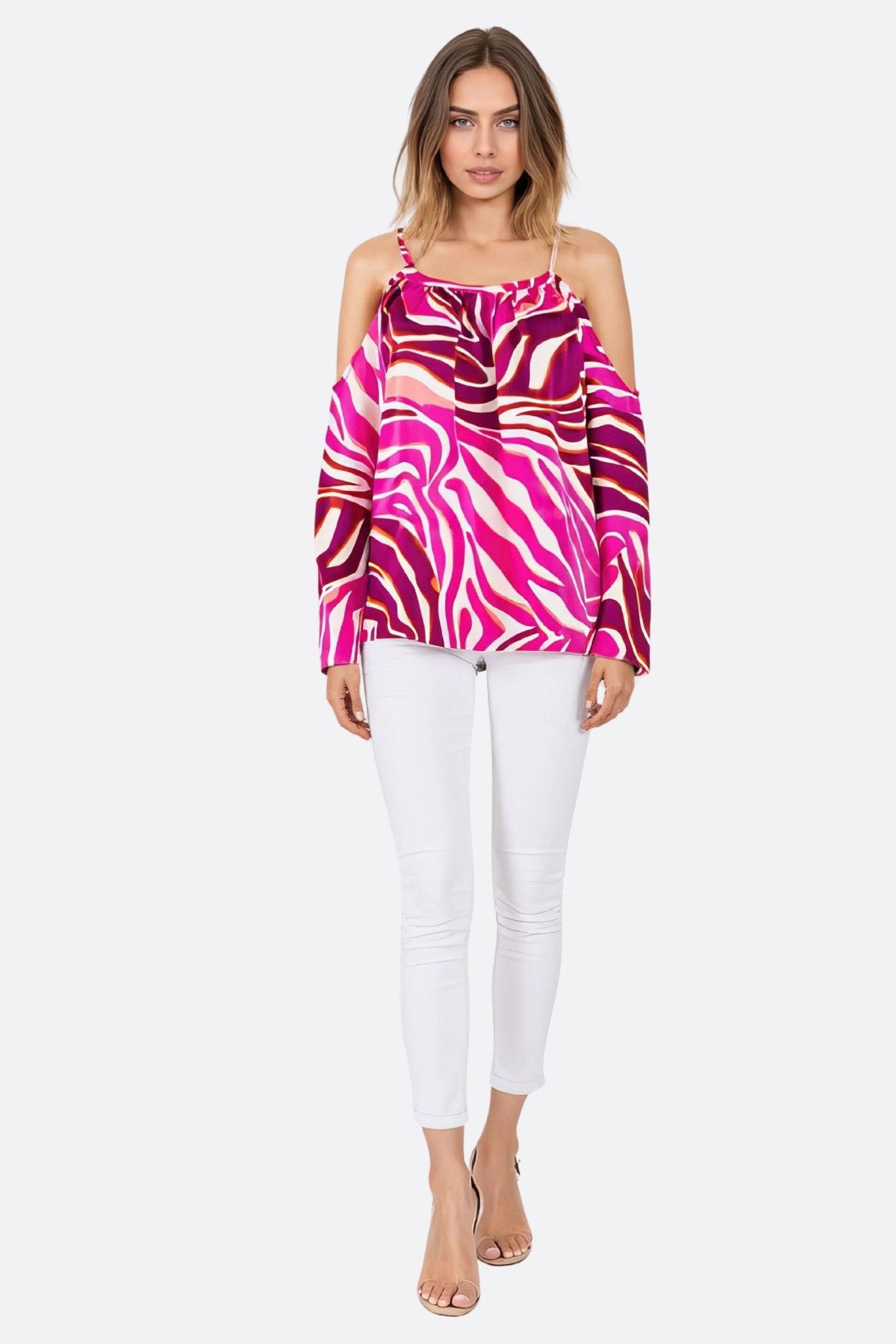 Blouse fischia à épaules dénudées imprimé zèbre - MISCIANO