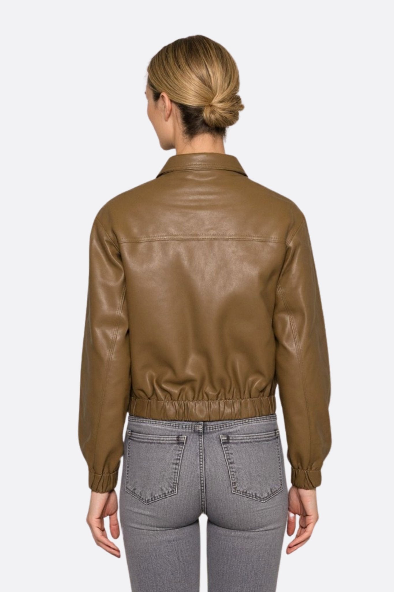 Blouson structuré en similicuir marron caramel - MISCIANO