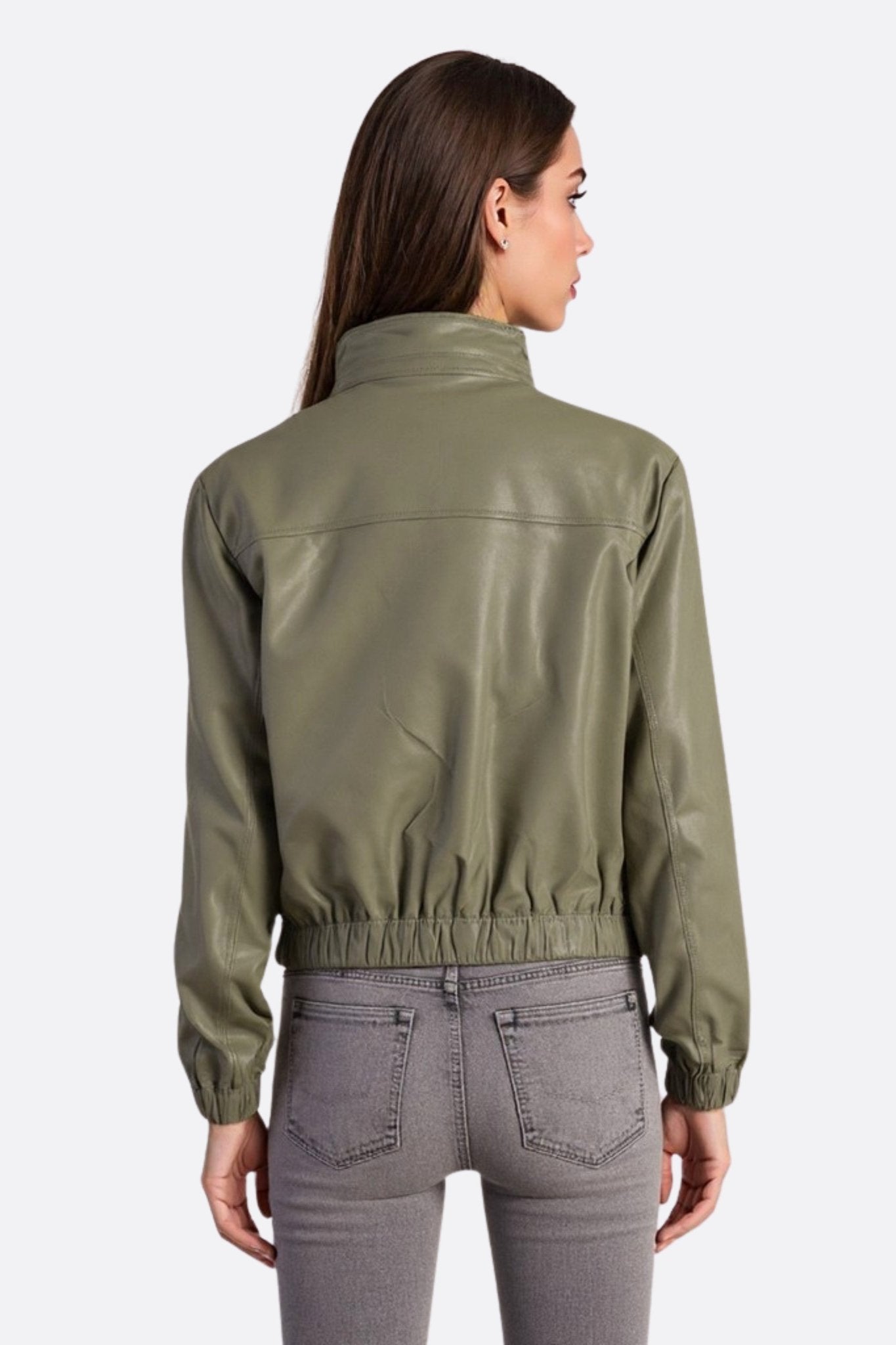 Blouson structuré en similicuir vert kaki - MISCIANO
