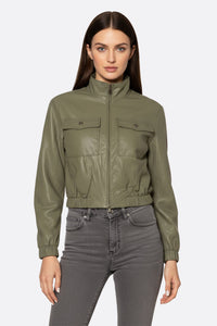 Куртка структурированная из искусственной кожи цвета хаки