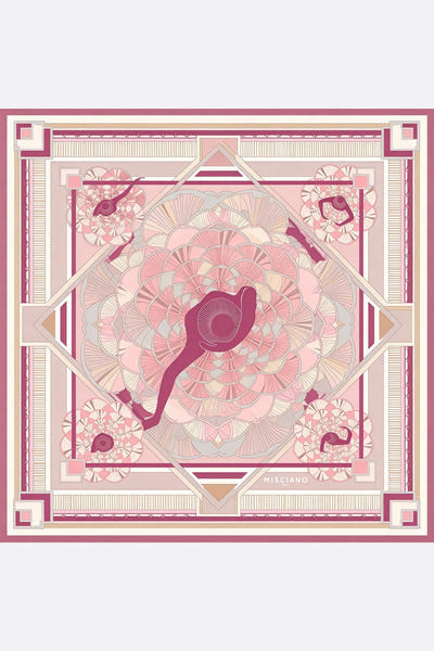 
Carré de soie 90 Danse des Poudres, motifs artistiques sur fond coloré, accessoire parfait pour une allure distinguée au...



