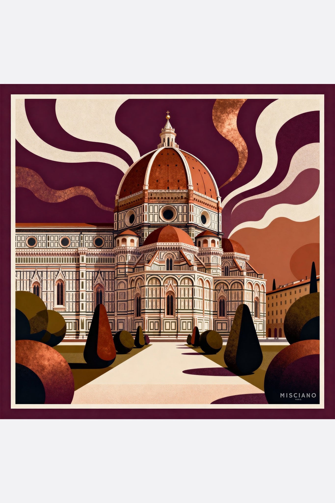 Двусторонний шёлковый платок 90 см Florence Majestueuse с цветочным рисунком, идеально подходит для элегантного образа на...