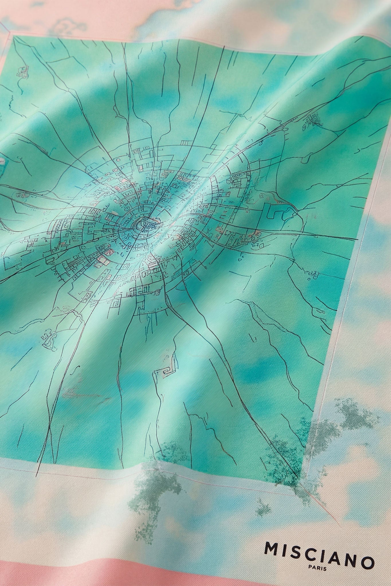 Квадратный шелковый шарф 90x90 см с шикарным двусторонним принтом карты Миссиано, идеальный аксессуар для создания...