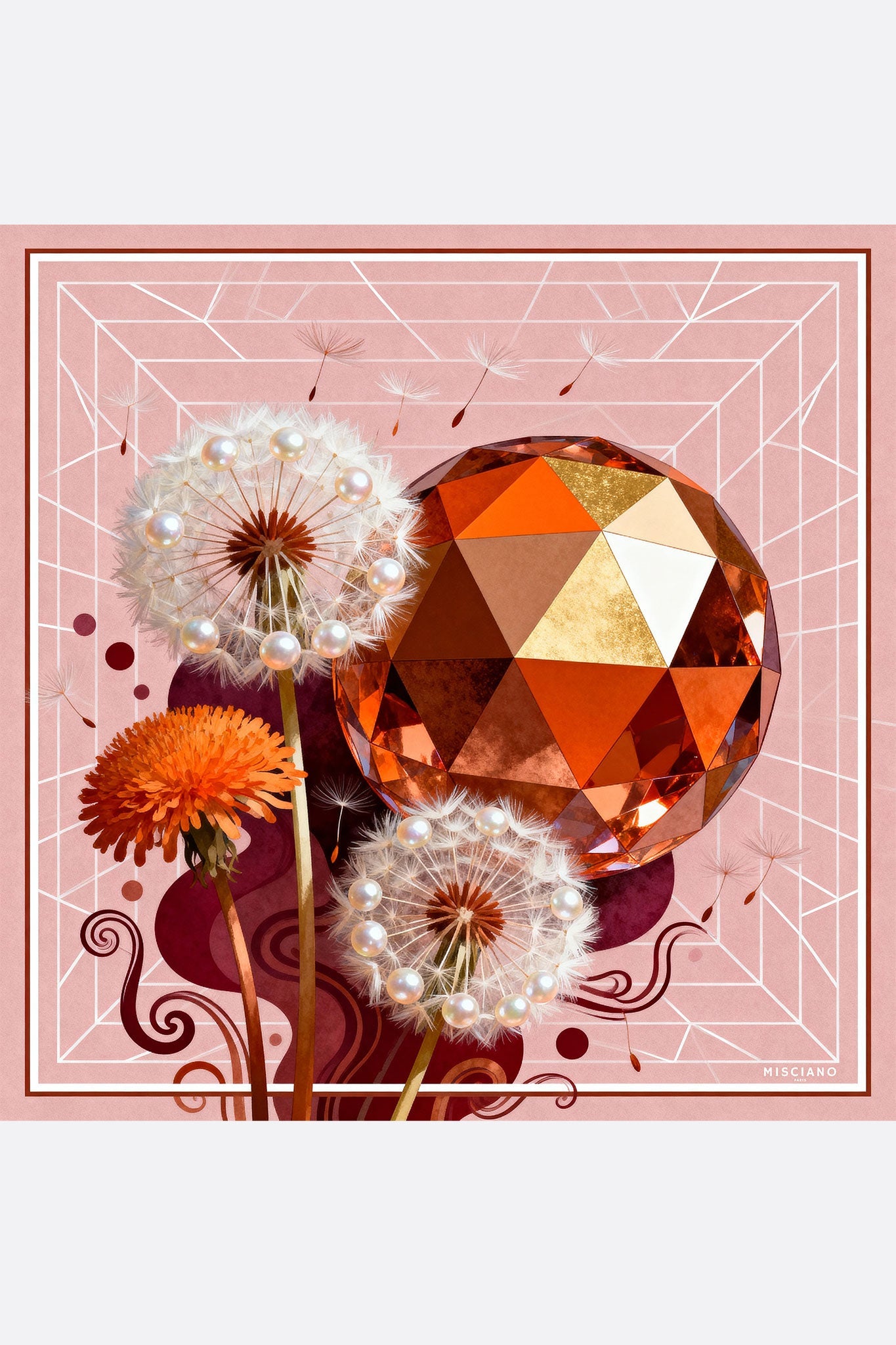 
Carré de soie 90x90 cm Aube Cristalline, motifs délicats et luminosité, accessoire parfait pour rehausser une tenue raffinée.



