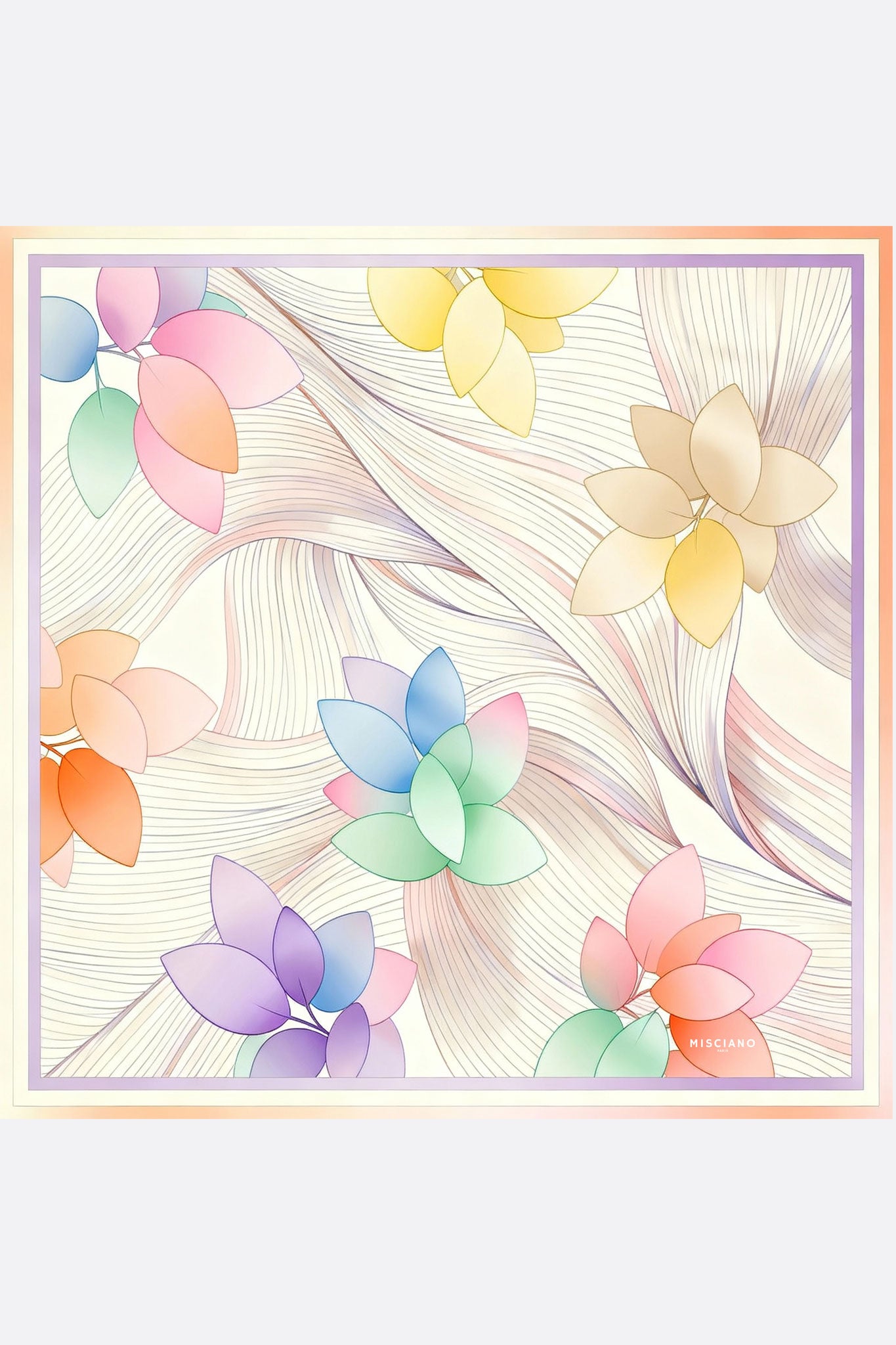 Carré de soie double face 90x90 cm Jardin Aérien, motifs floraux doux et lumineux, accessoire élégant pour toutes les...