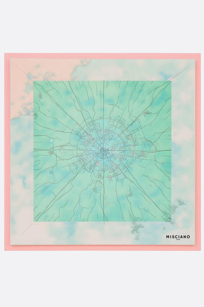 
Carré de soie 90x90 cm avec motif de ville Misciano, imprimé double face, accessoire raffiné pour rehausser n'importe...



