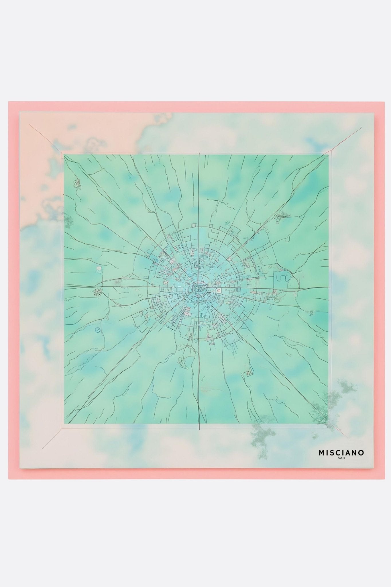 Carré de soie le plan de ville Misciano imprimé double face 90x90 cm - MISCIANO