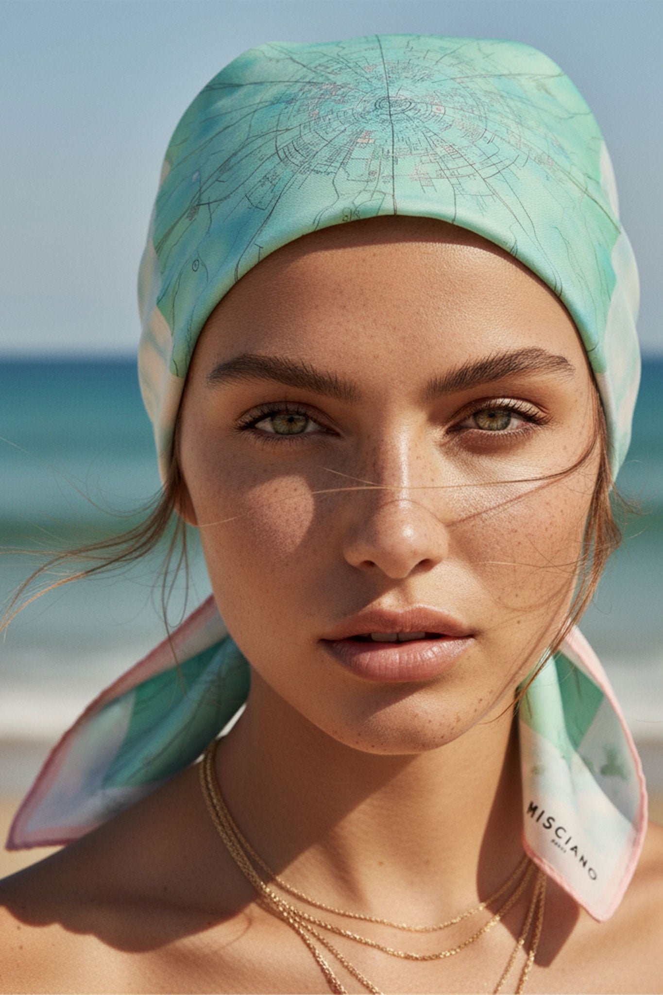 Carré de soie Misciano « Le Plan de Ville » impression double face 90×90