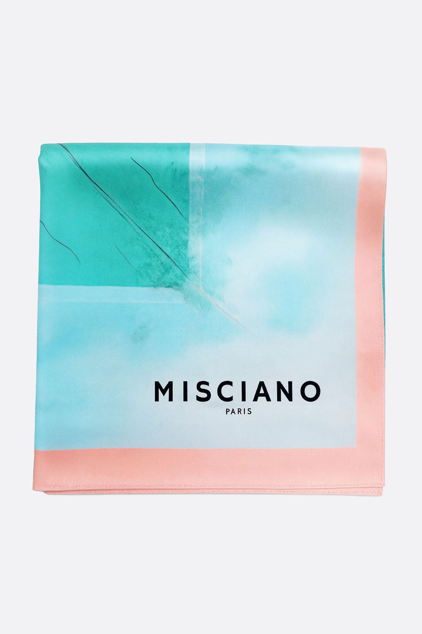 Квадратный шелковый шарф 90x90 см с двусторонним принтом карты Миссиано, шикарный аксессуар для повседневного использования.