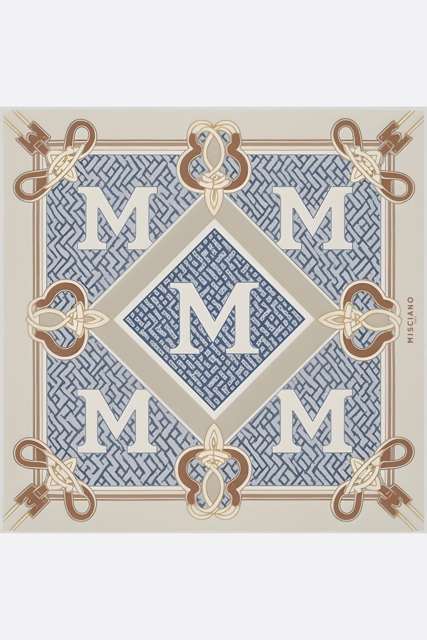 Carré di seta monogramma firma stampato doppia faccia 90x90 cm 