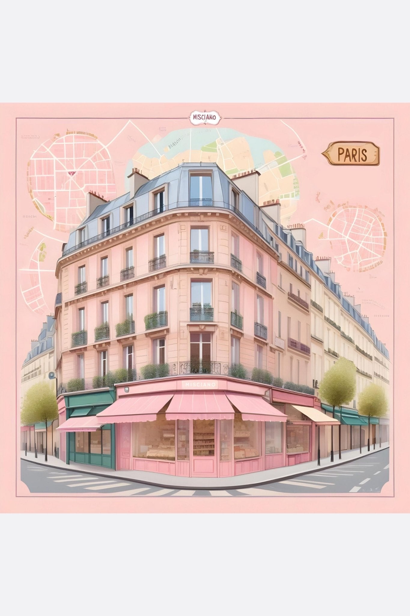 Cuadrado de seda París Rosa estampado doble cara 90x90 cm 