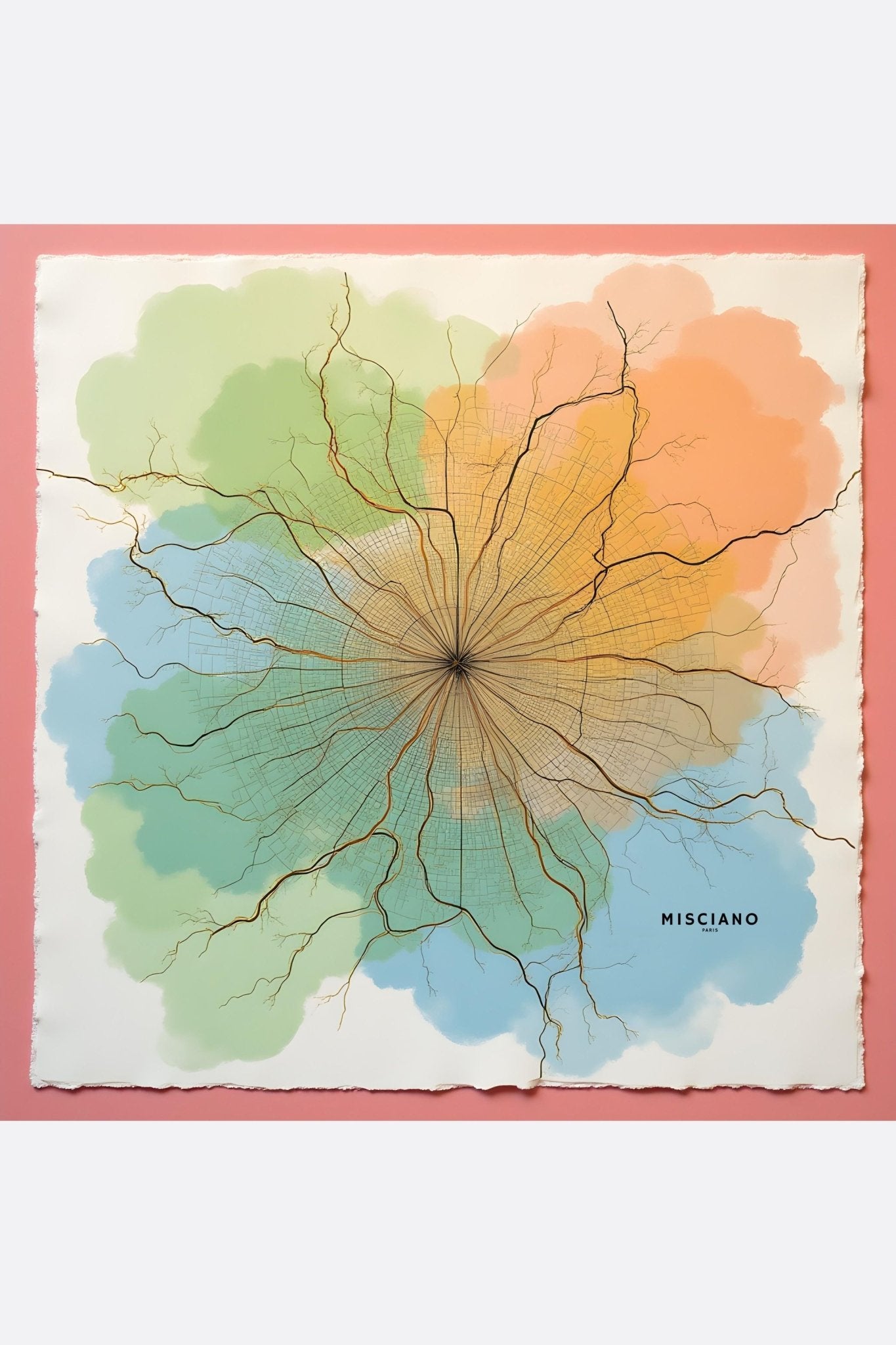 Silk square urban roots double-sided print 90x90 cm 