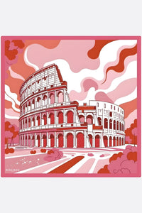 Cuadrado de seda Roma Rosa impreso doble cara 90x90 cm