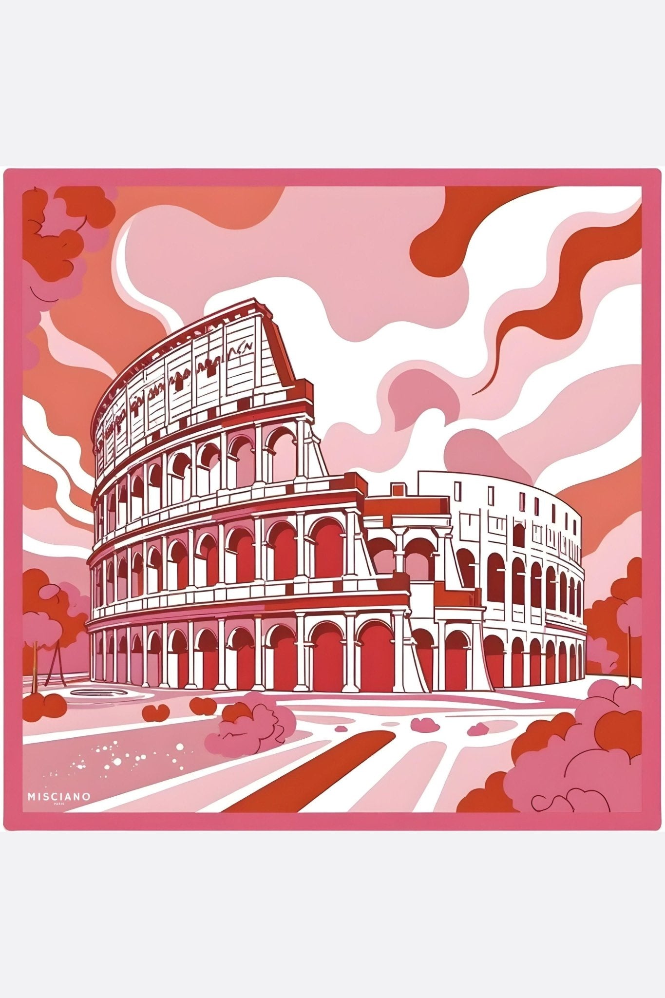 Carré de soie Roma Rosa imprimé double face 90x90 cm - MISCIANO