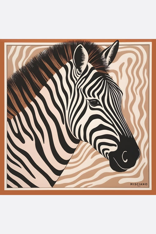 
Carré de soie 90 cm imprimé zèbre en noir et blanc, accessoire double face pour un look élégant au quotidien.



