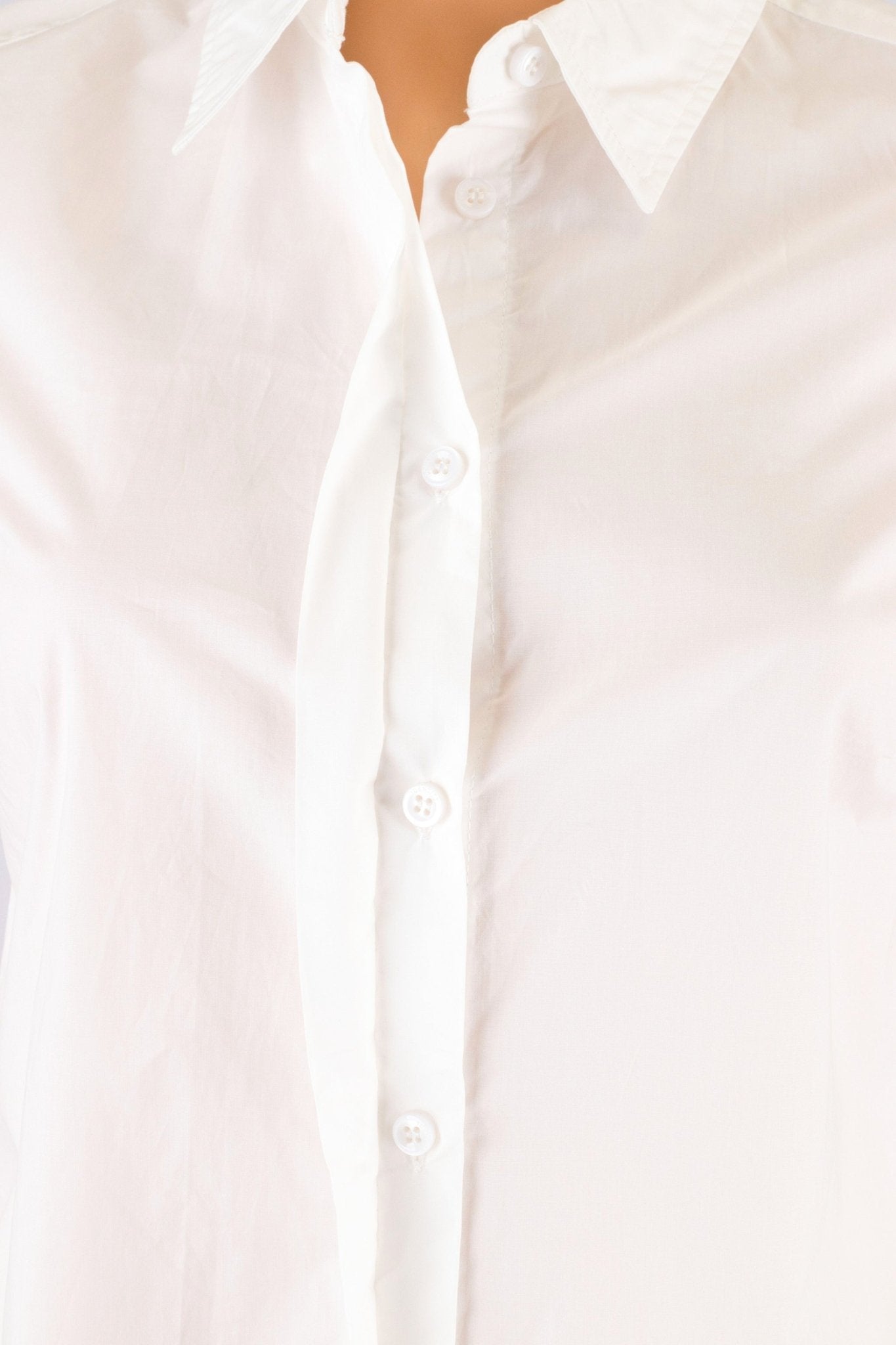 Chemise blanche ceintrée à poignets rayés - MISCIANO