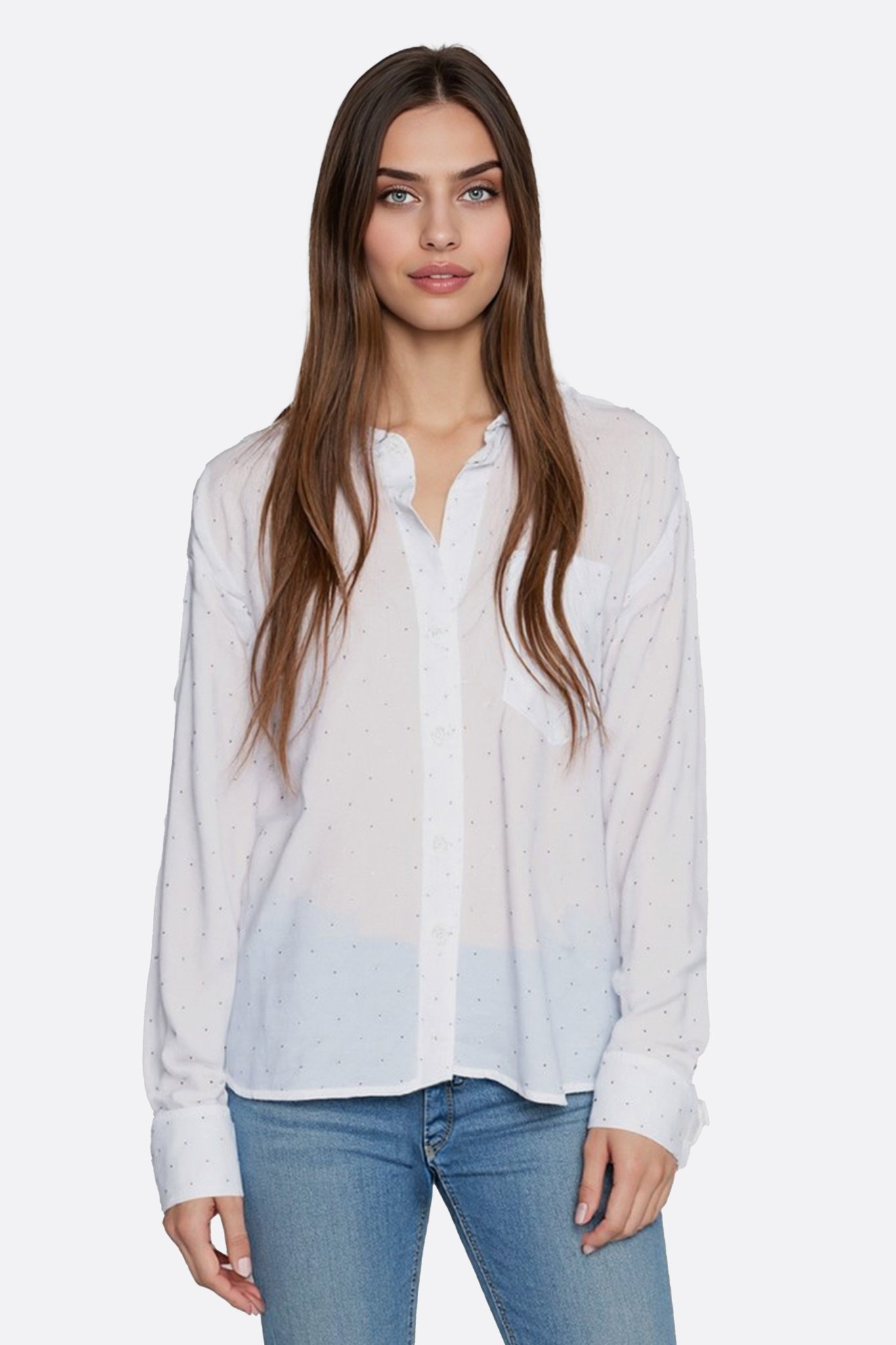 Chemise blanche oversize à strass - MISCIANO