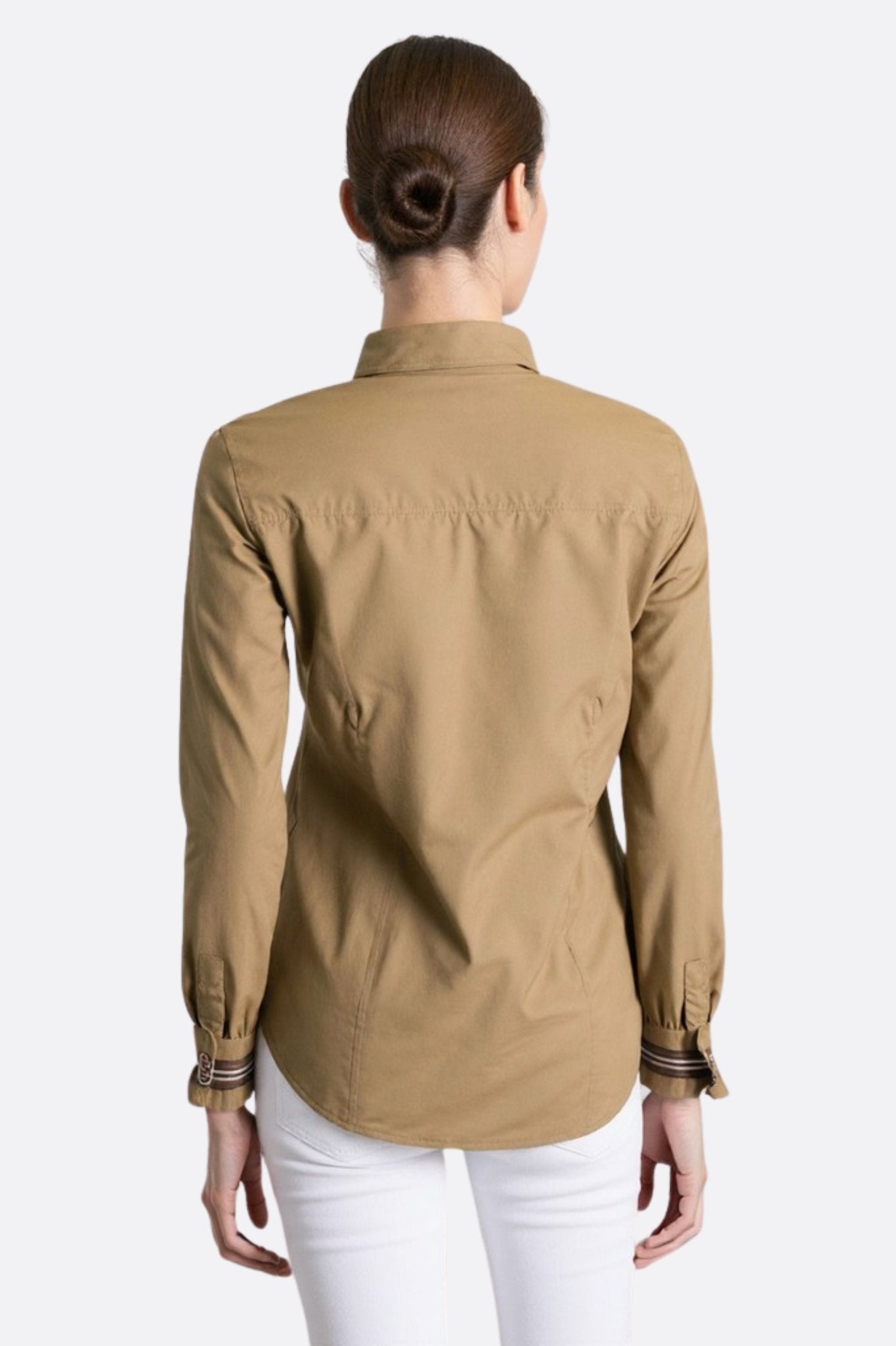 Chemise femme cintrée en coton vert kaki - MISCIANO