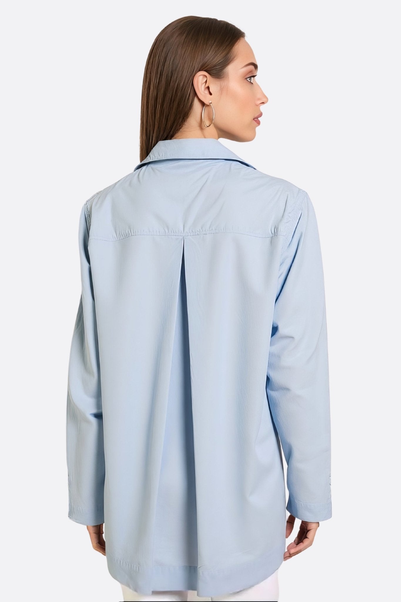 Chemise tunique bleue en coton à manches longues - MISCIANO