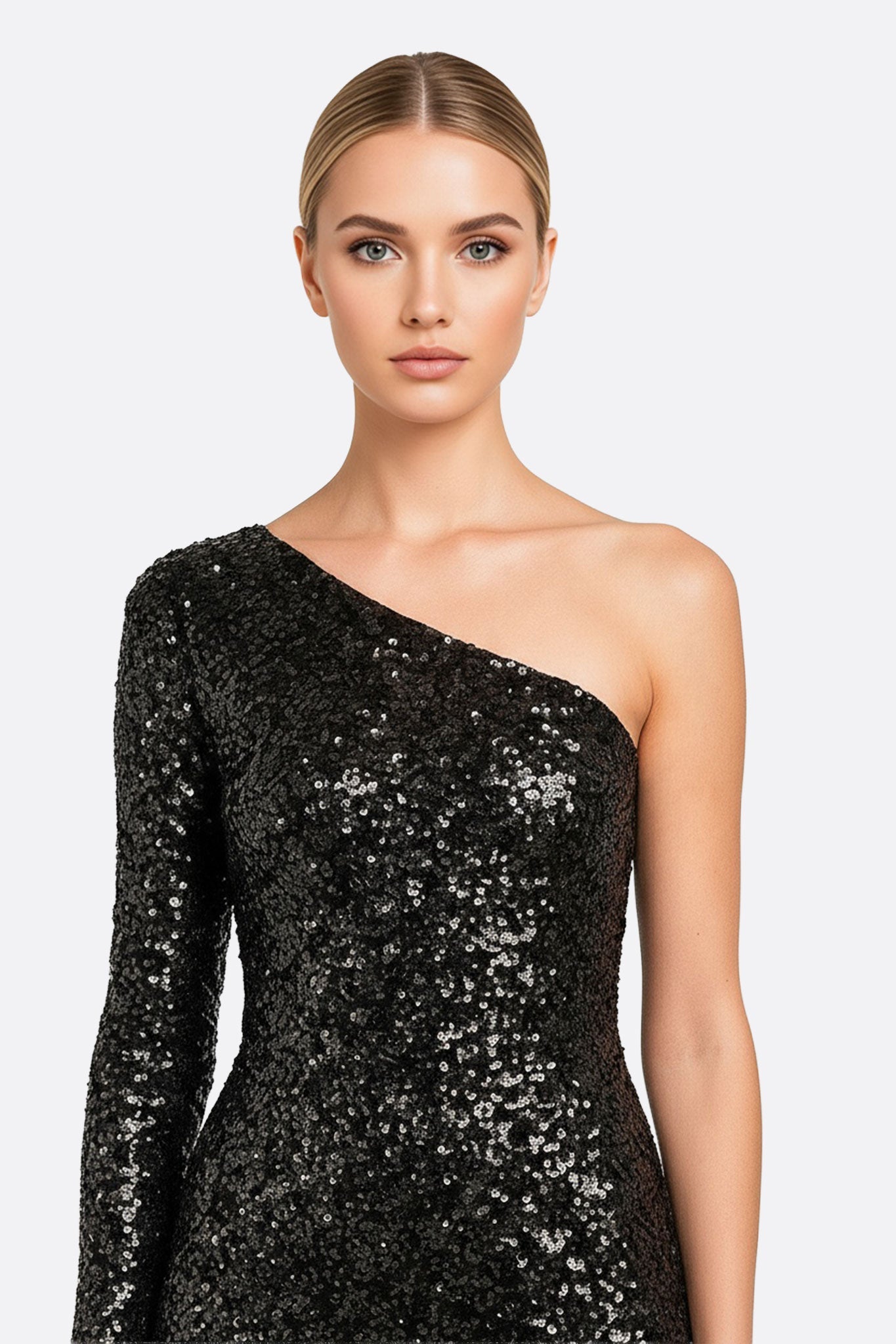 
Vue alternative de la combinaison noire à sequins, mettant en avant son design audacieux et son éclat raffiné pour...



