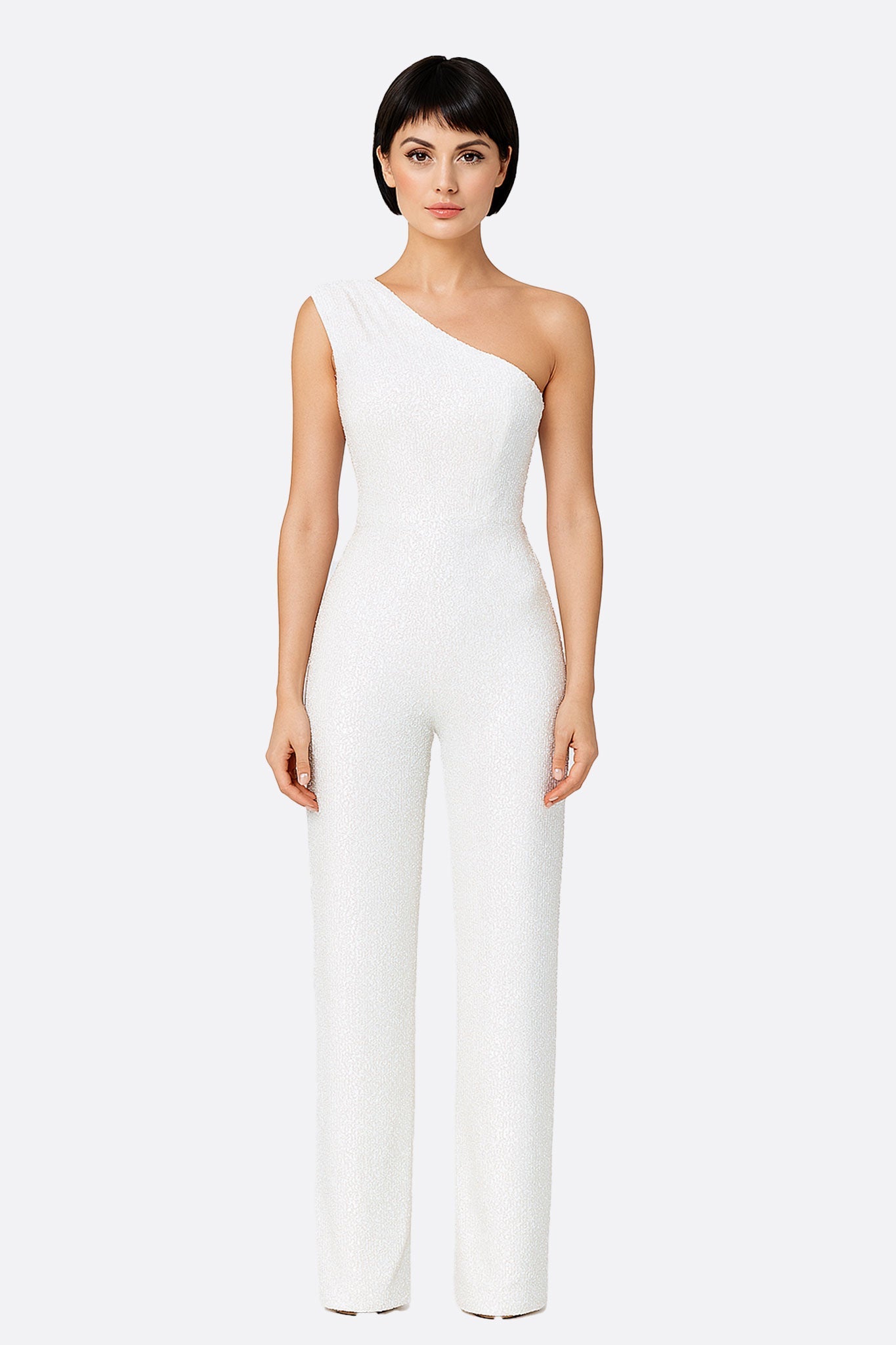 Combinaison blanche asymétrique à sequins - MISCIANO