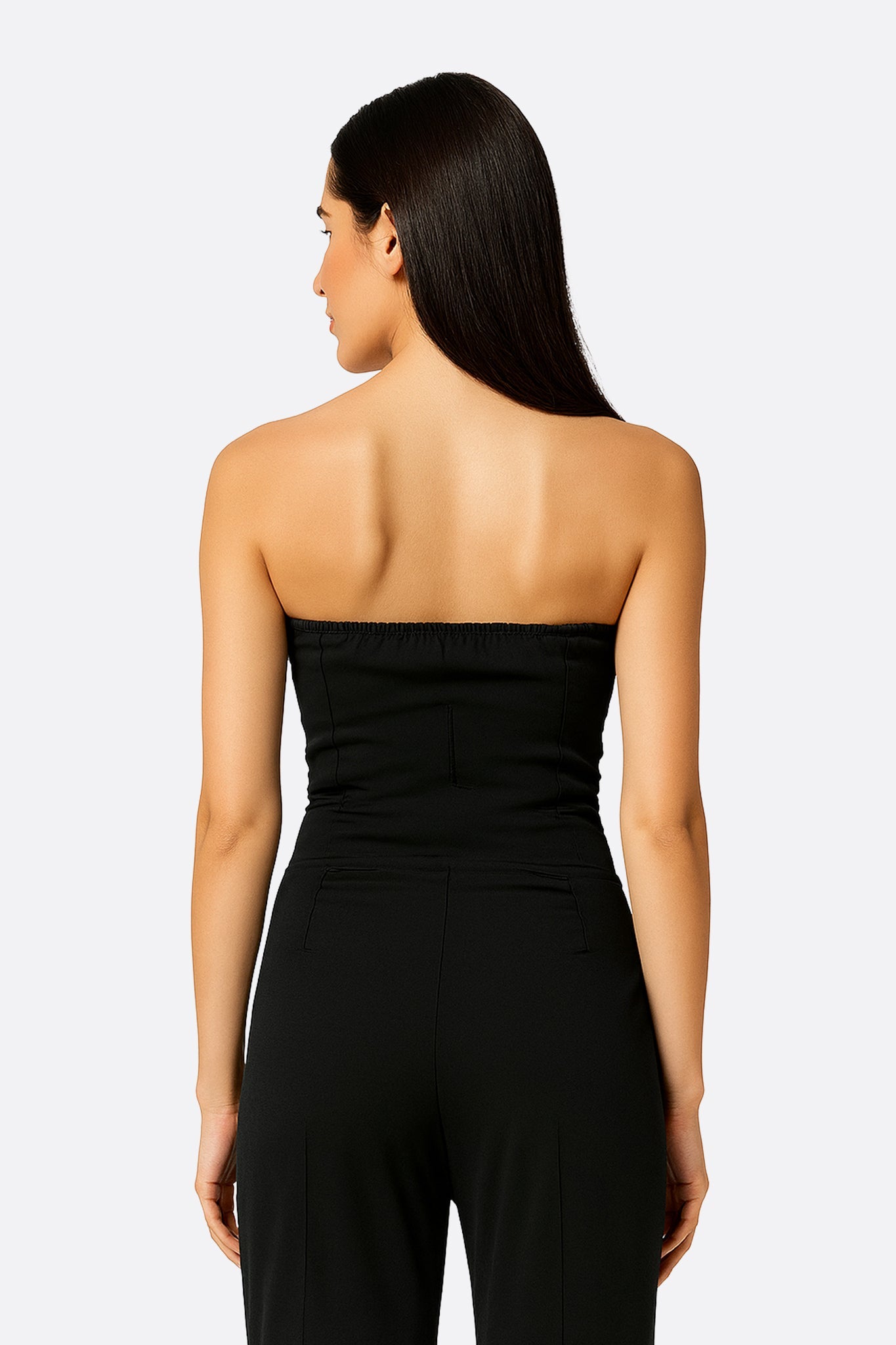 Combinaison noire bustier à coupe évasée - MISCIANO