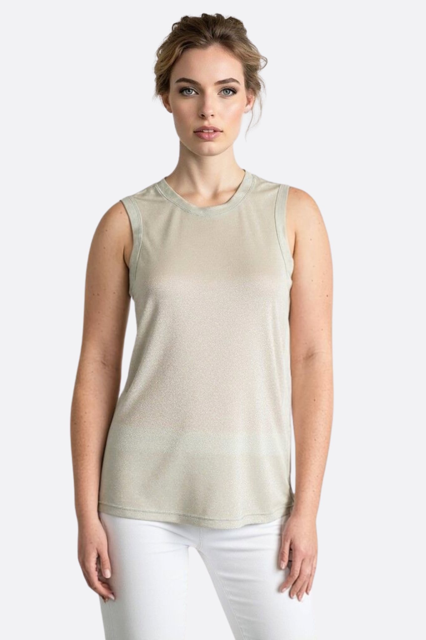 Débardeur gris minimaliste en jersey scintillant - MISCIANO