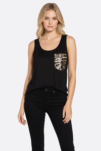 Чёрный топ с золотыми пайетками