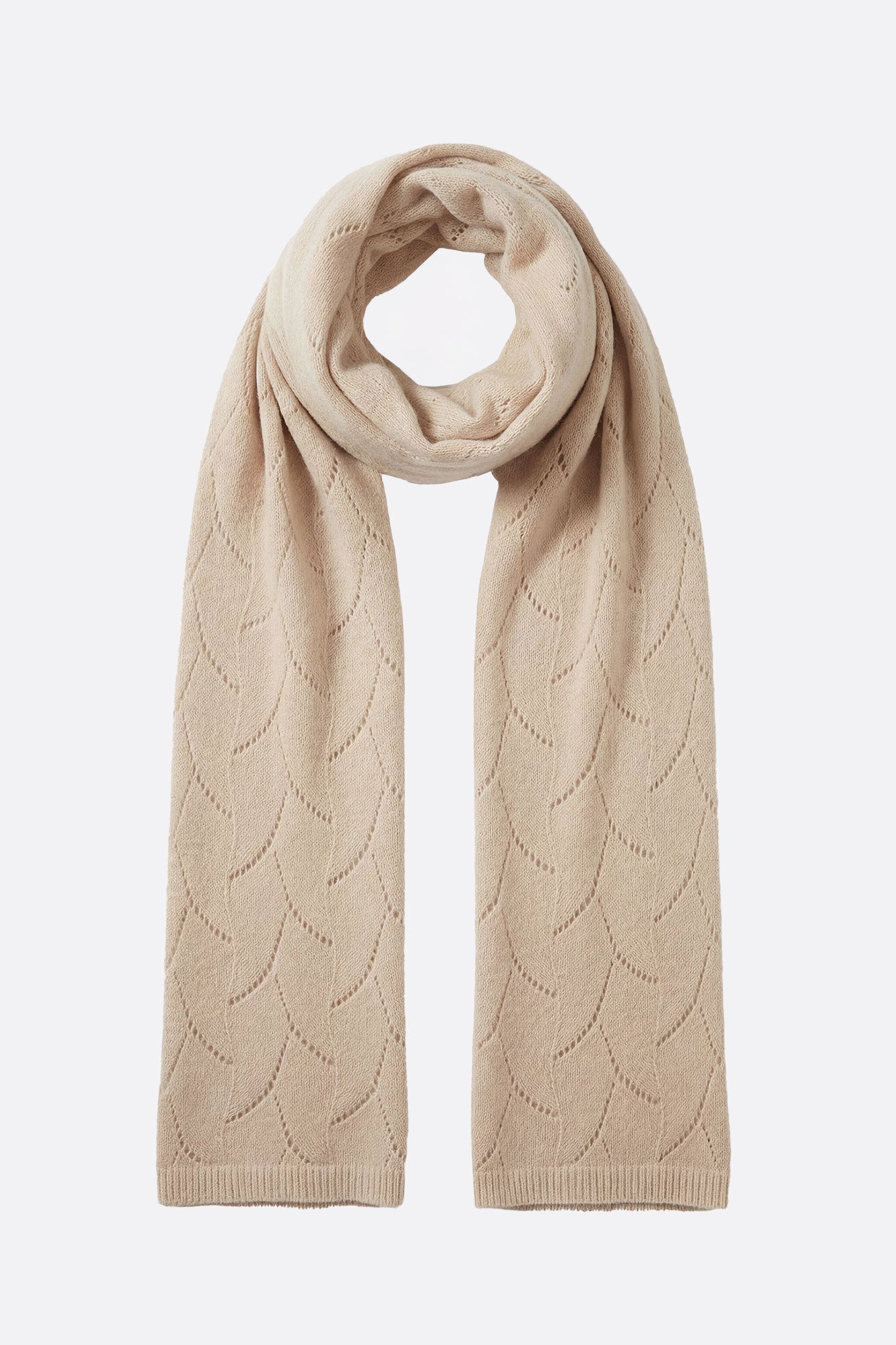 Écharpe cachemire beige à maille ajourée - Misciano