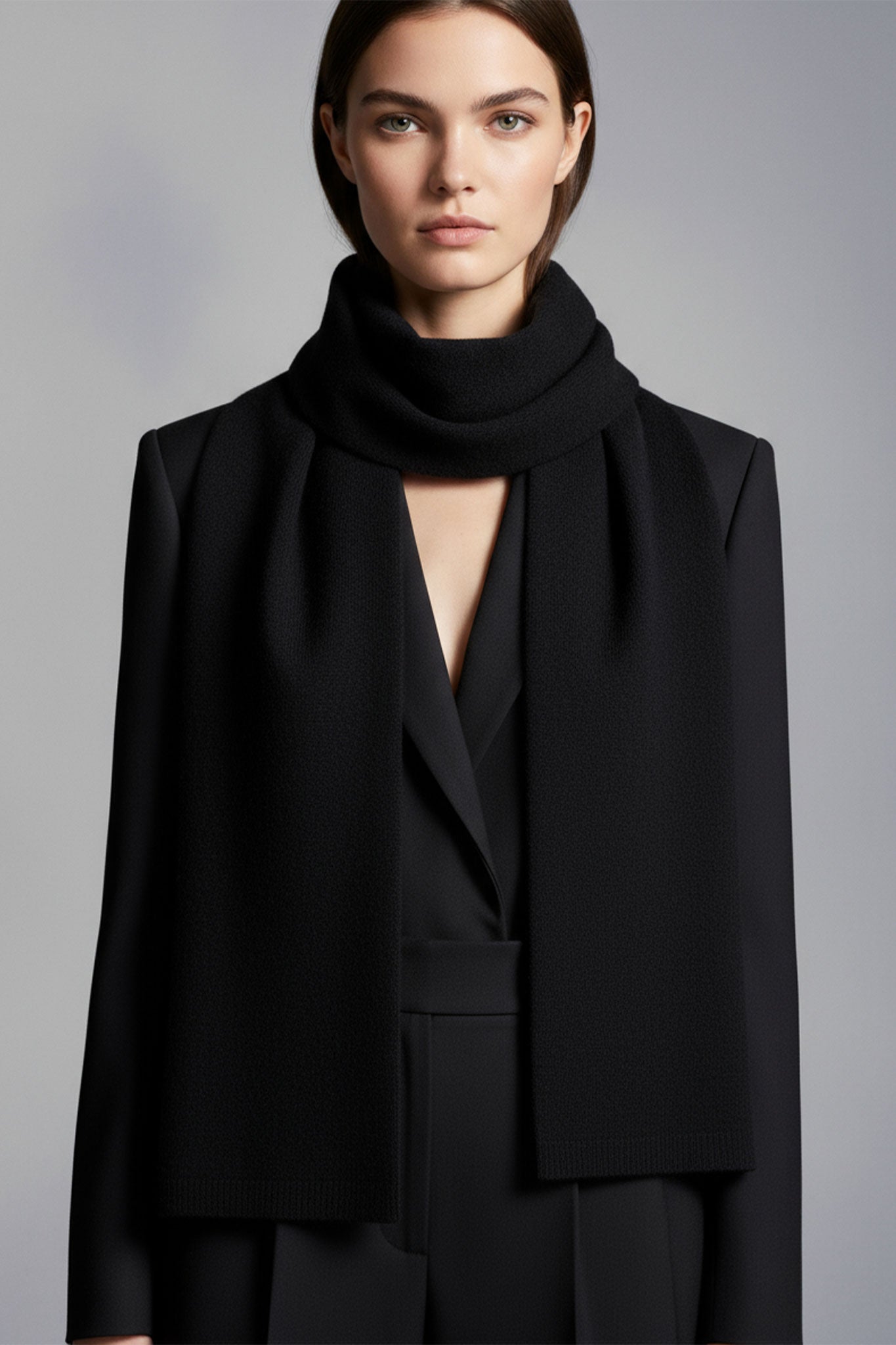 Écharpe noire en cachemire Millenero, présentant un aspect doux et un style intemporel pour rehausser vos ensembles élégants.