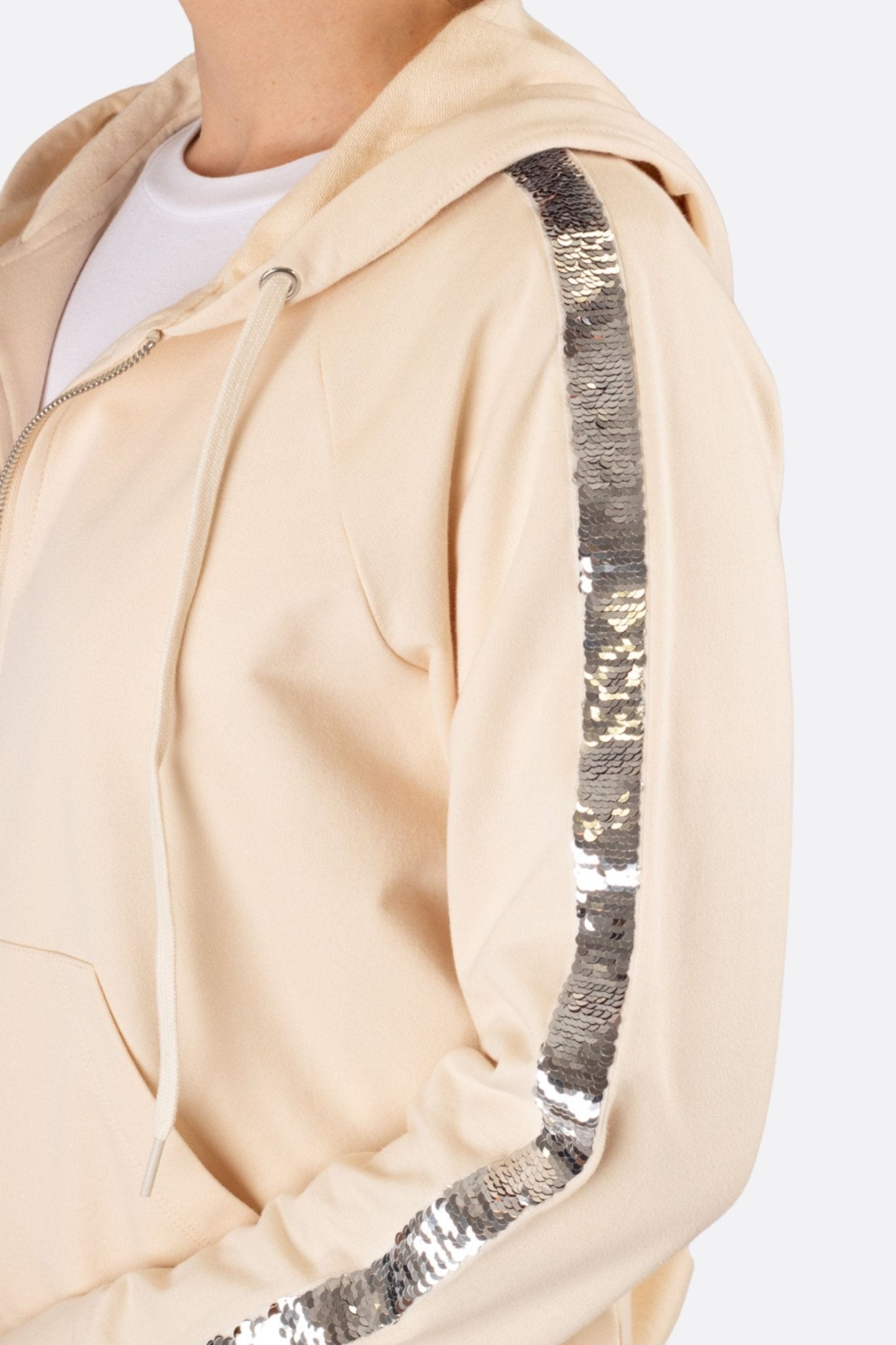 Ensemble de jogging beige à bandes sequins pailletées - MISCIANO