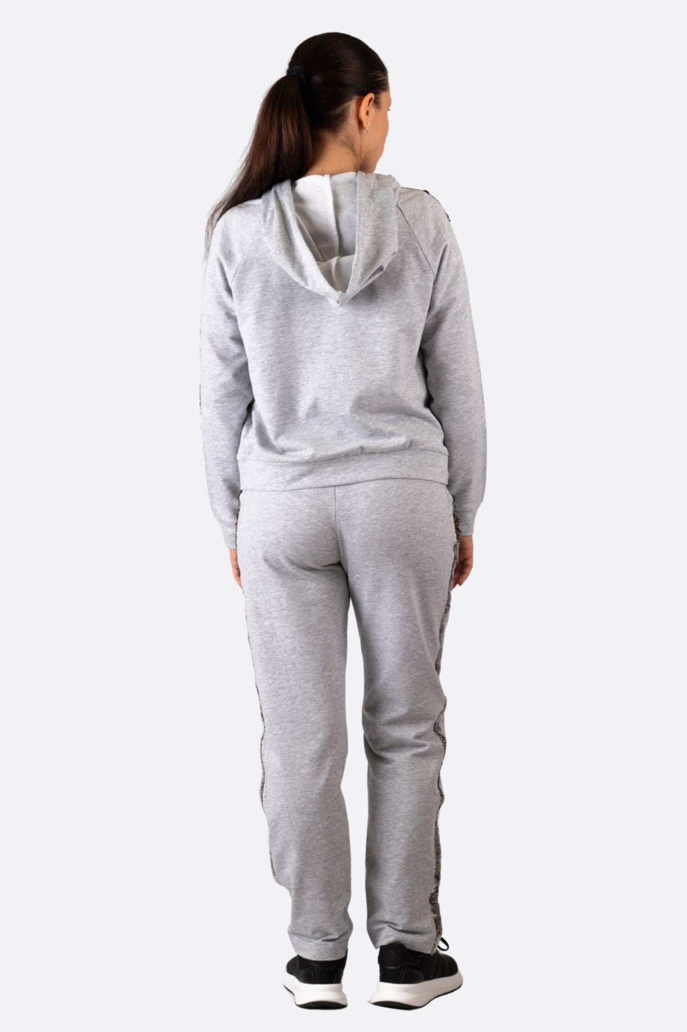 Ensemble de jogging gris perle à bandes sequins pailletées - MISCIANO